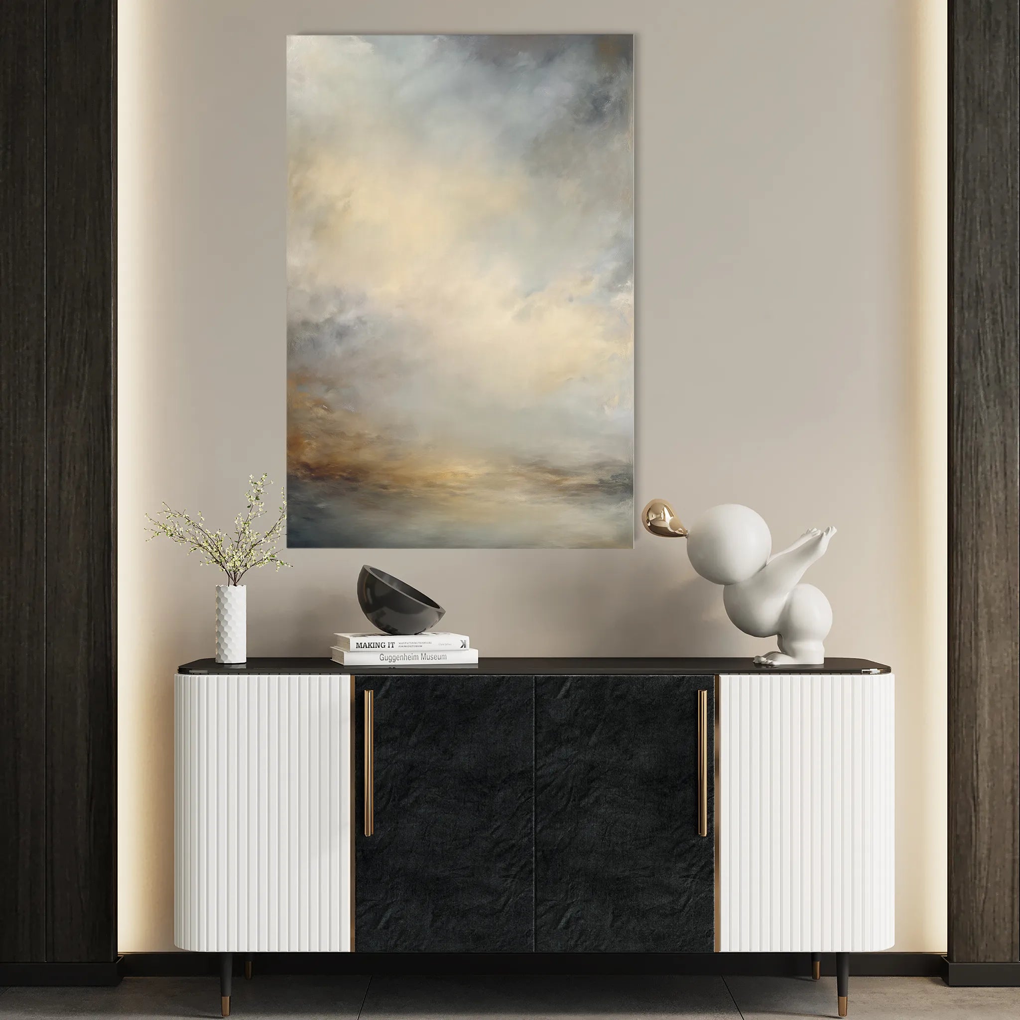 Abstract 1892 Canvas Art 18" x 24" / 45 x 60 cm / Black