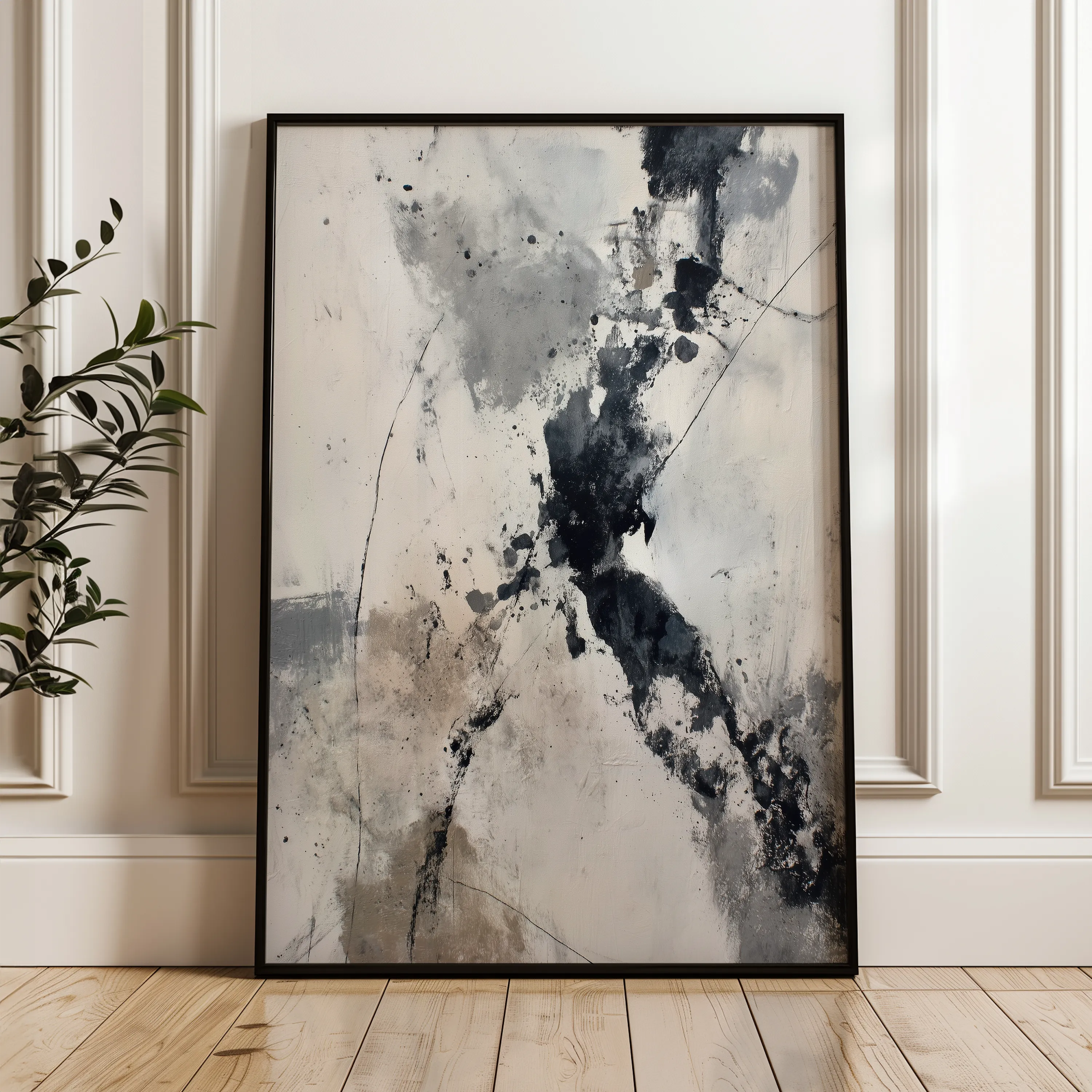 Abstract 1893 Canvas Art 18" x 24" / 45 x 60 cm / Black