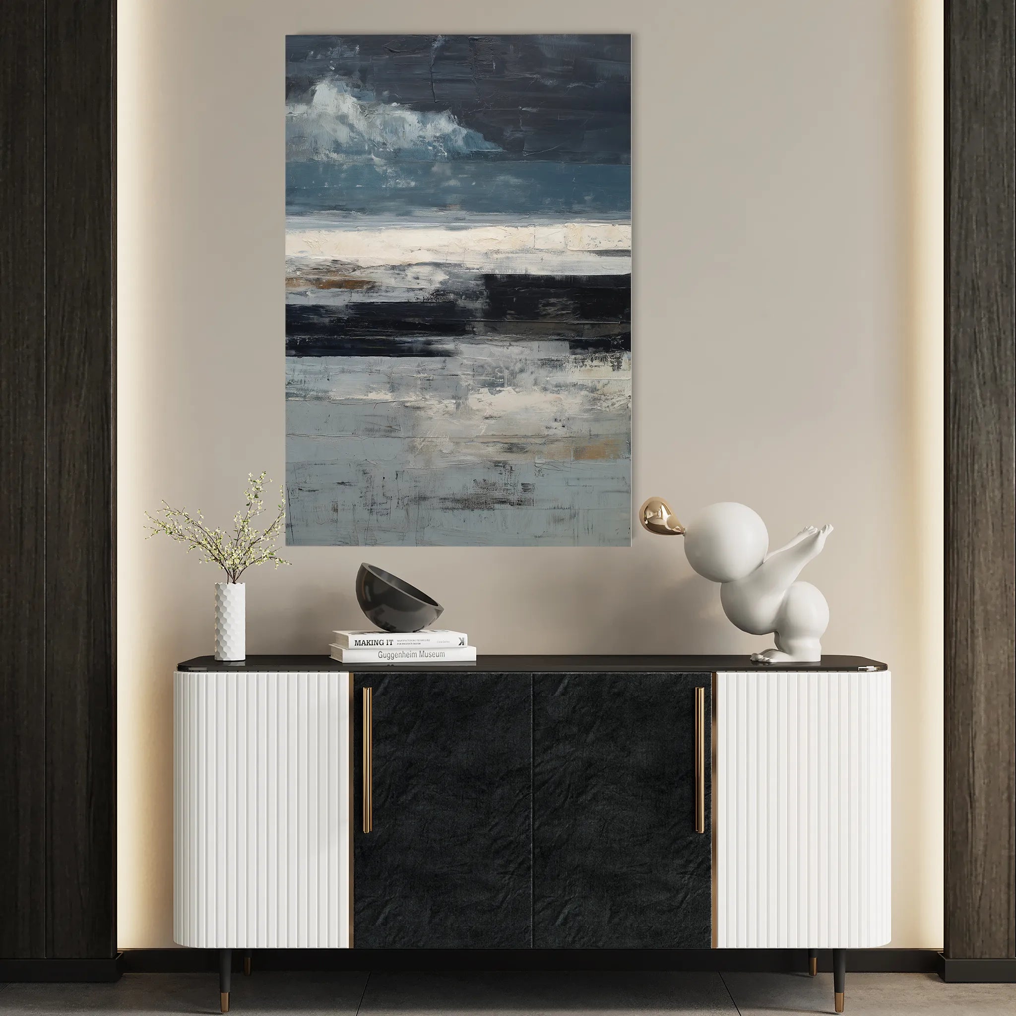 Abstract 1897 Canvas Art 18" x 24" / 45 x 60 cm / Black