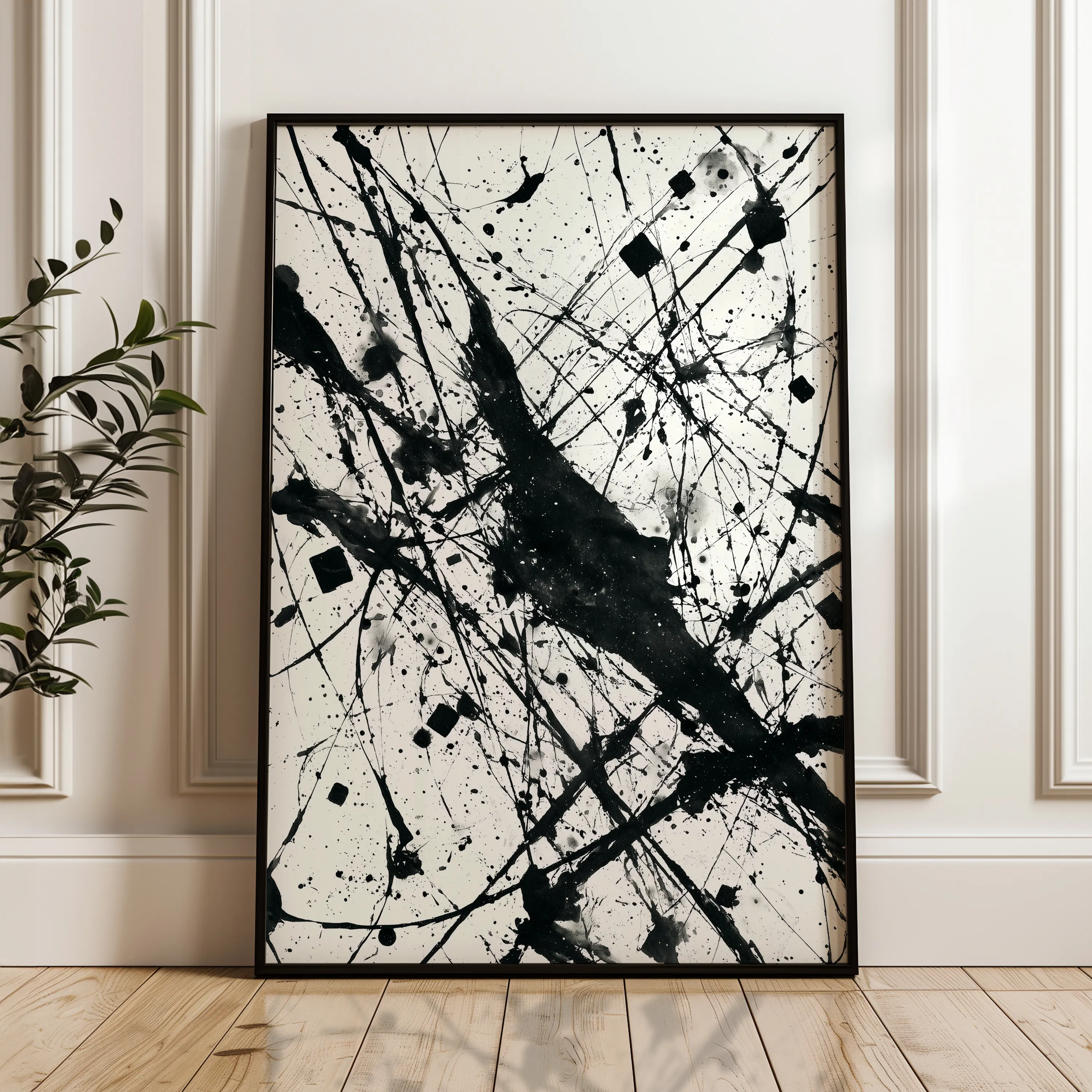 Abstract 1899 Canvas Art 18" x 24" / 45 x 60 cm / Black