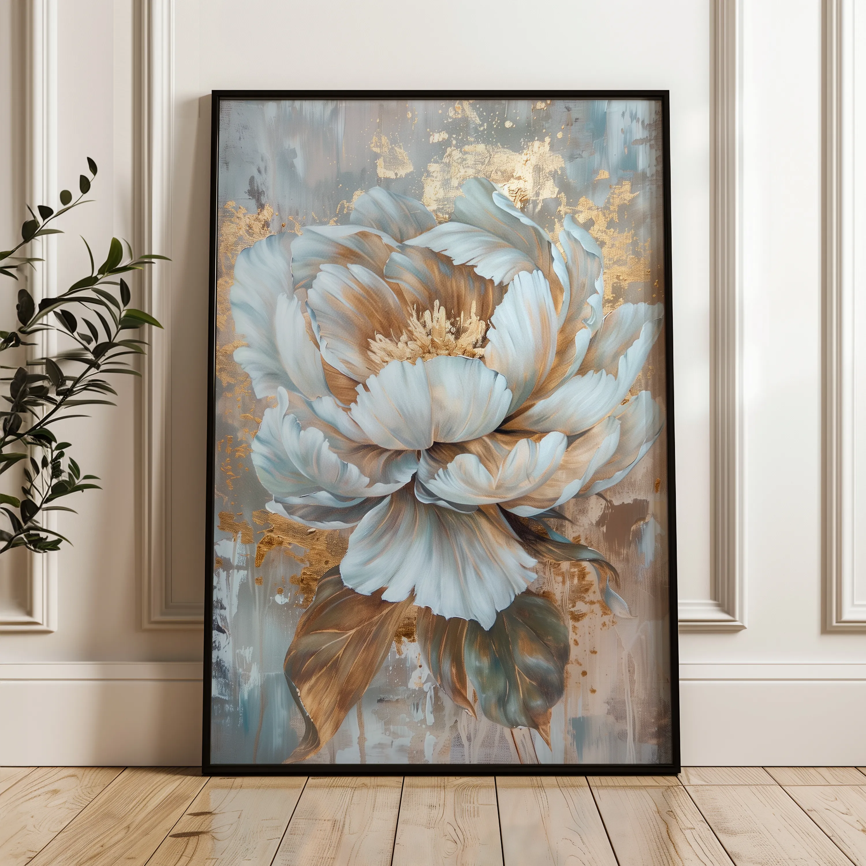 Floral 190 Canvas Art 18" x 24" / 45 x 60 cm / Black