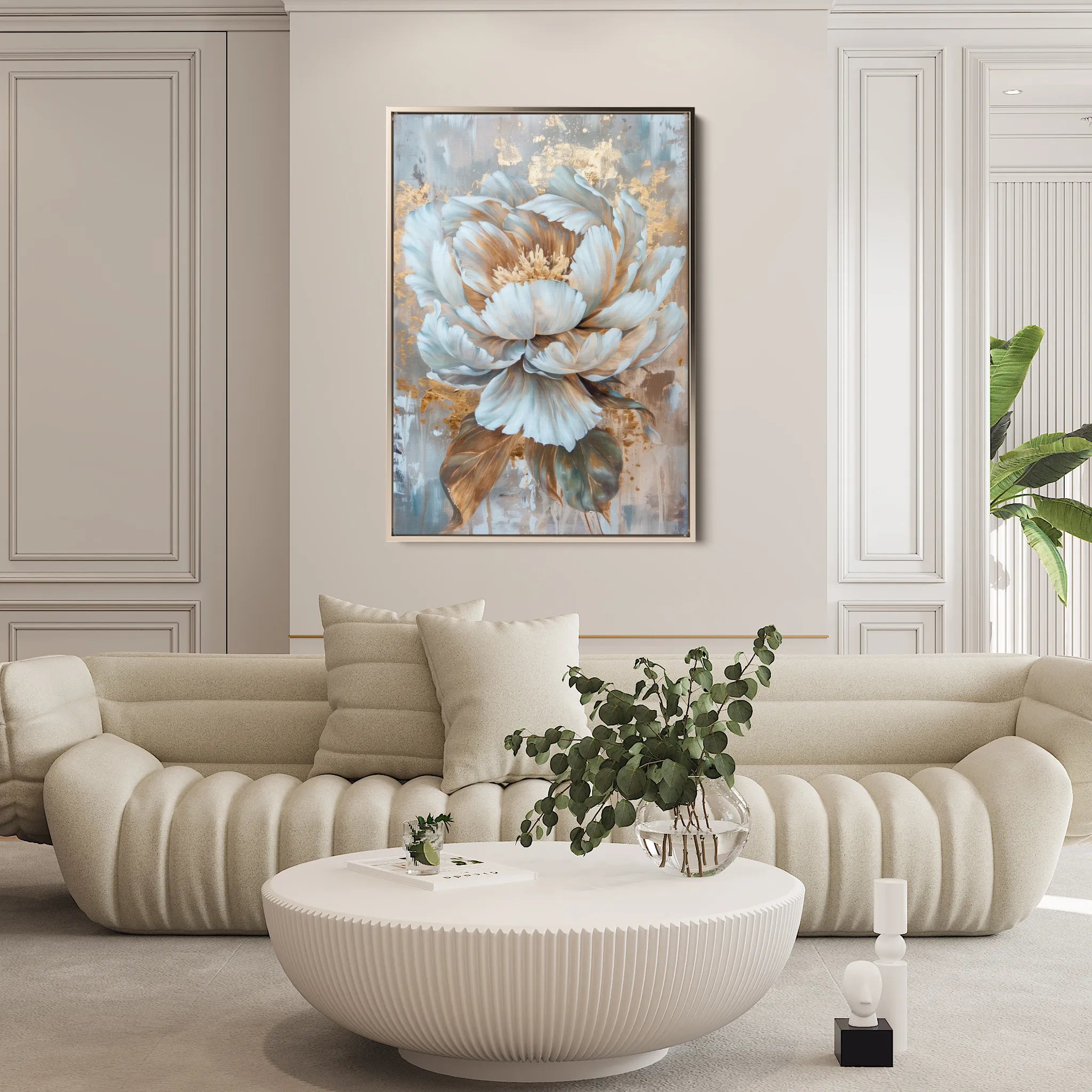 Floral 190 Canvas Art 18" x 24" / 45 x 60 cm / Black
