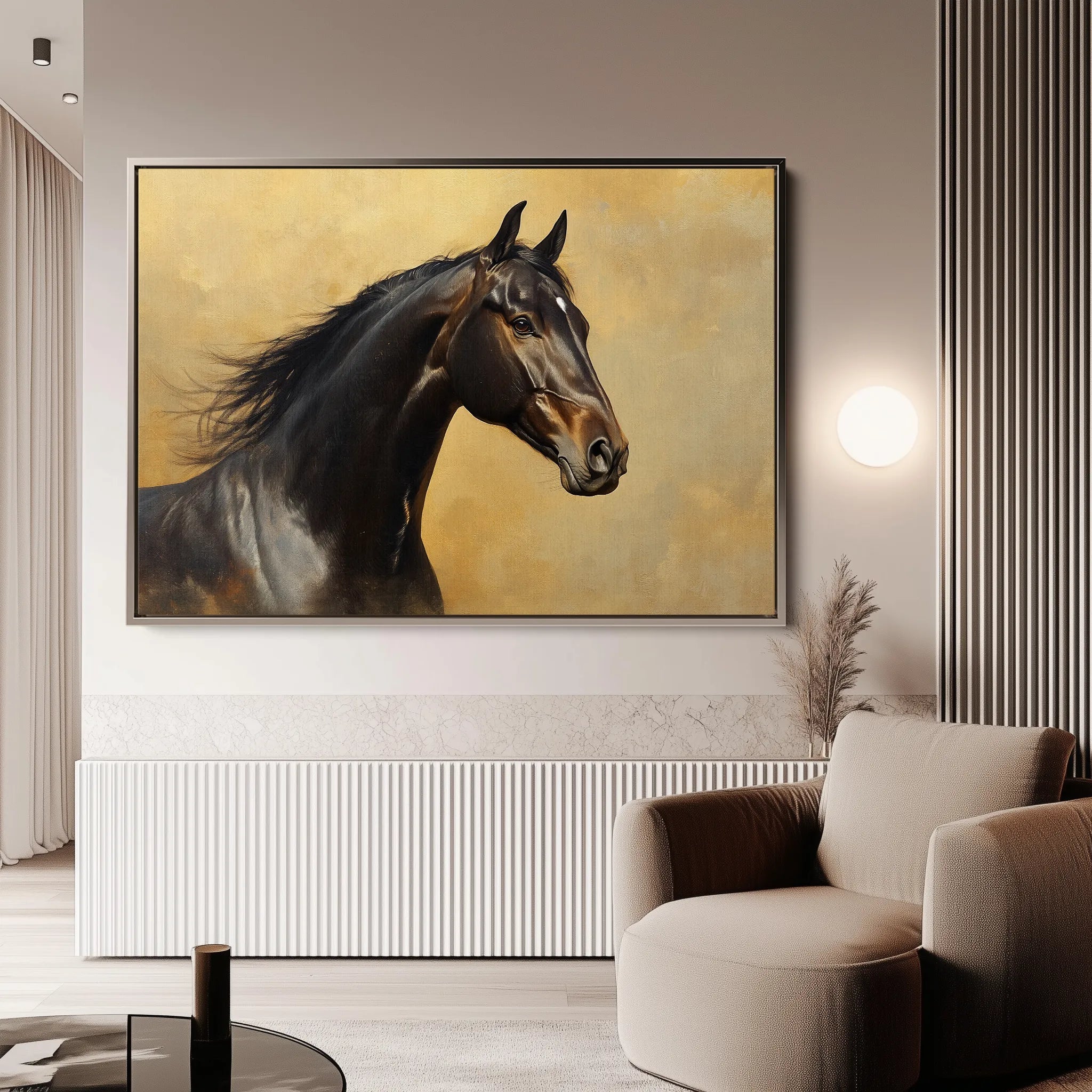 Horses 190 Canvas Art 18" x 24" / 45 x 60 cm / Black