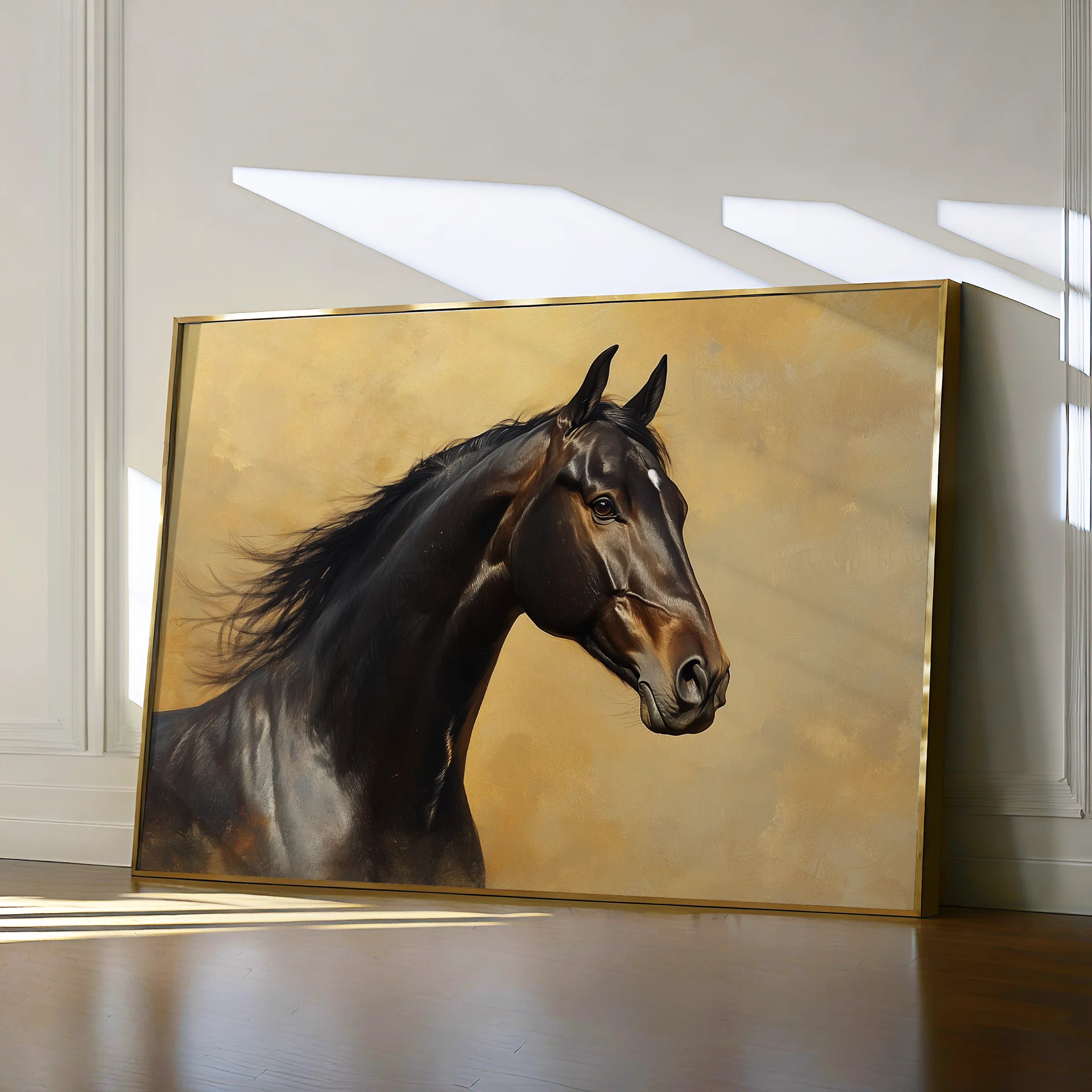 Horses 190 Canvas Art 18" x 24" / 45 x 60 cm / Black