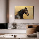 Horses 190 Canvas Art 18" x 24" / 45 x 60 cm / Black