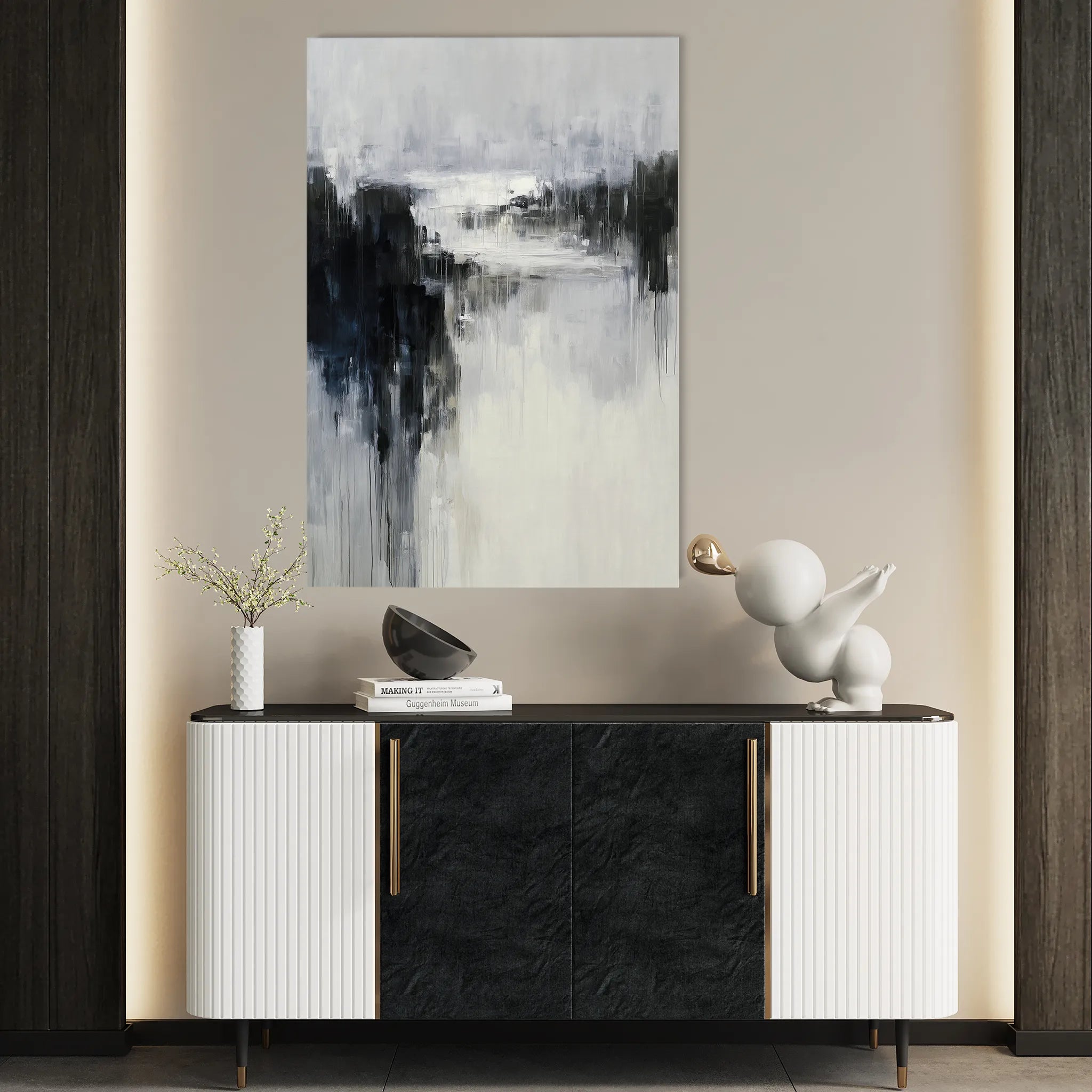 Abstract 1901 Canvas Art 18" x 24" / 45 x 60 cm / Black