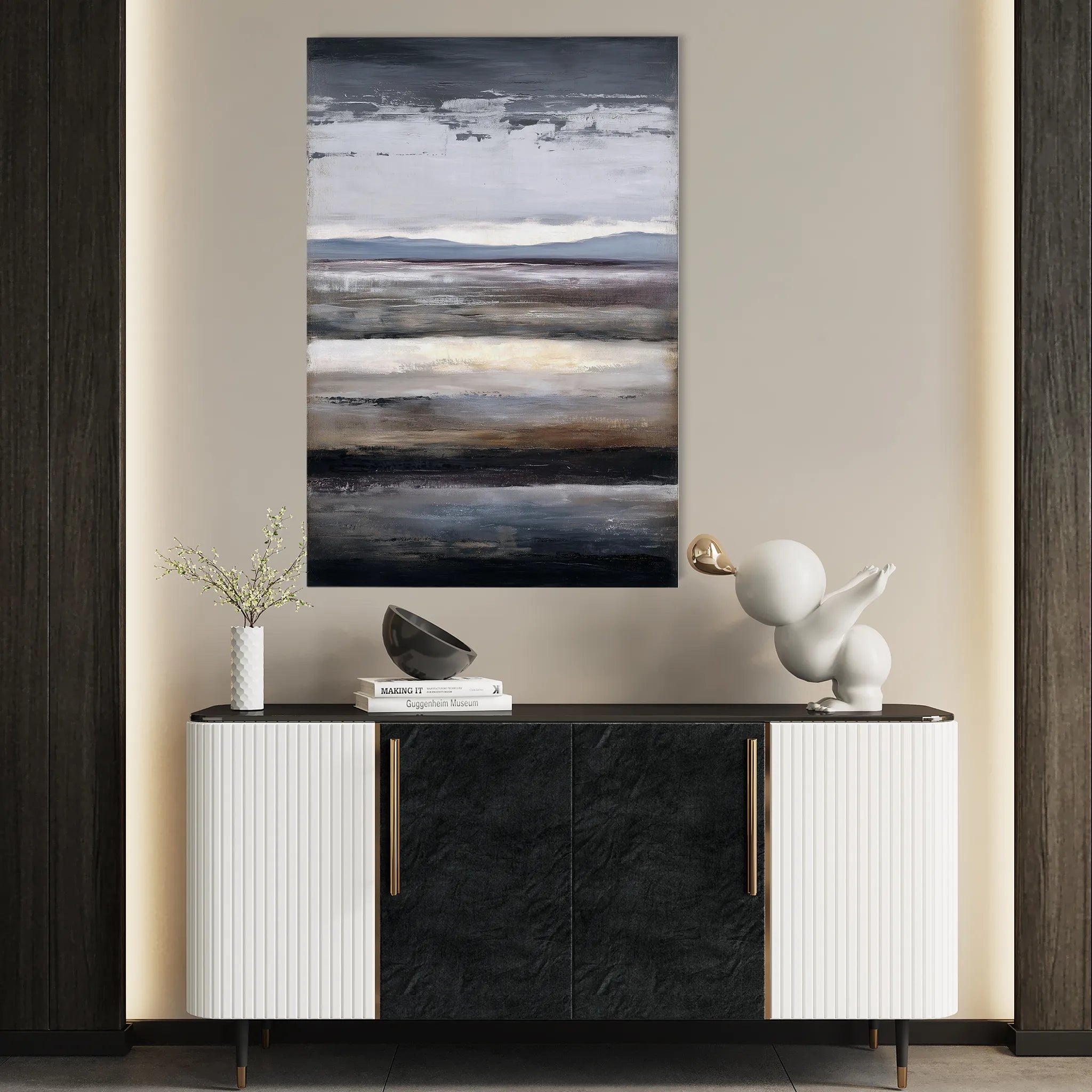 Abstract 1903 Canvas Art 18" x 24" / 45 x 60 cm / Black
