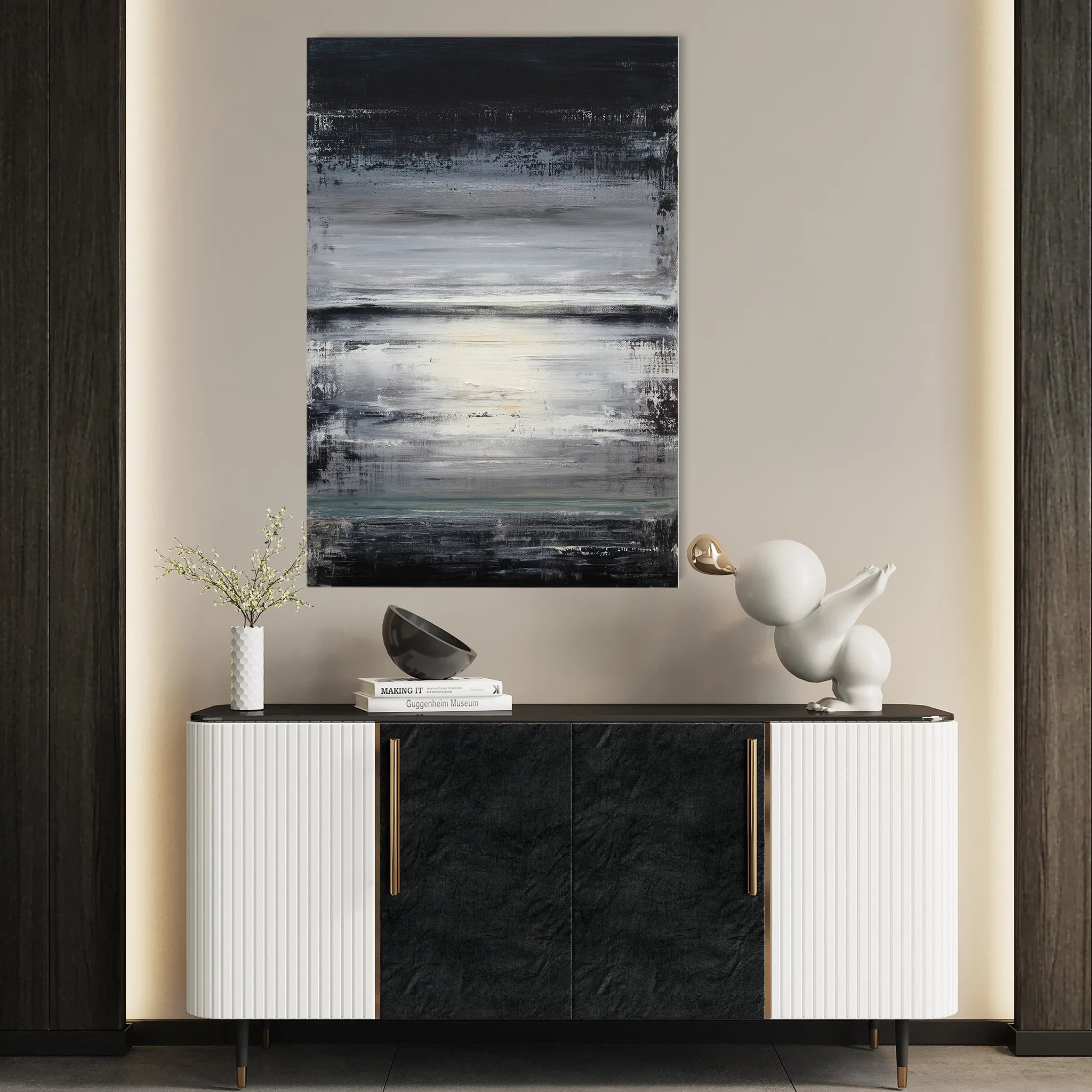 Abstract 1905 Canvas Art 18" x 24" / 45 x 60 cm / Black