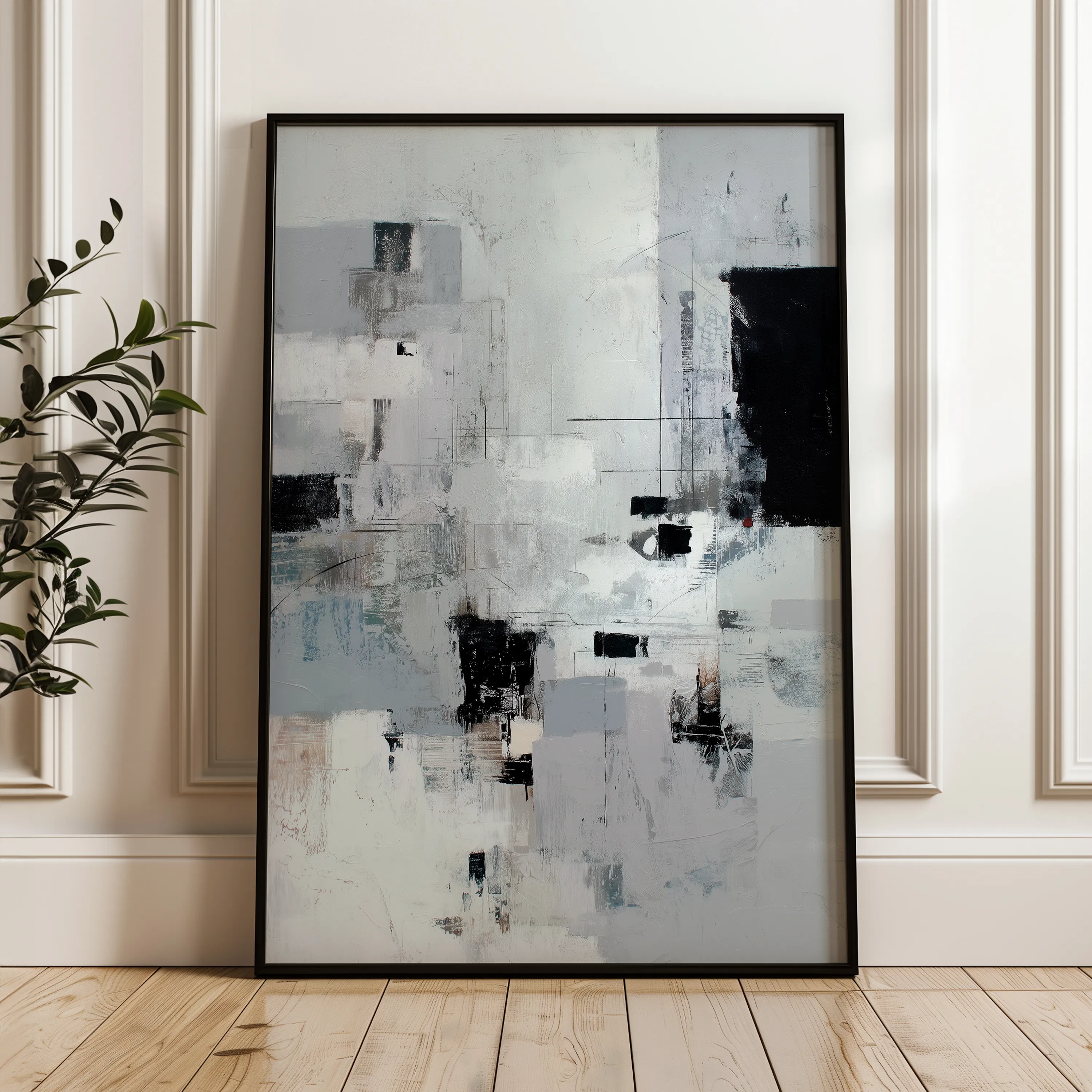 Abstract 1906 Canvas Art 18" x 24" / 45 x 60 cm / Black