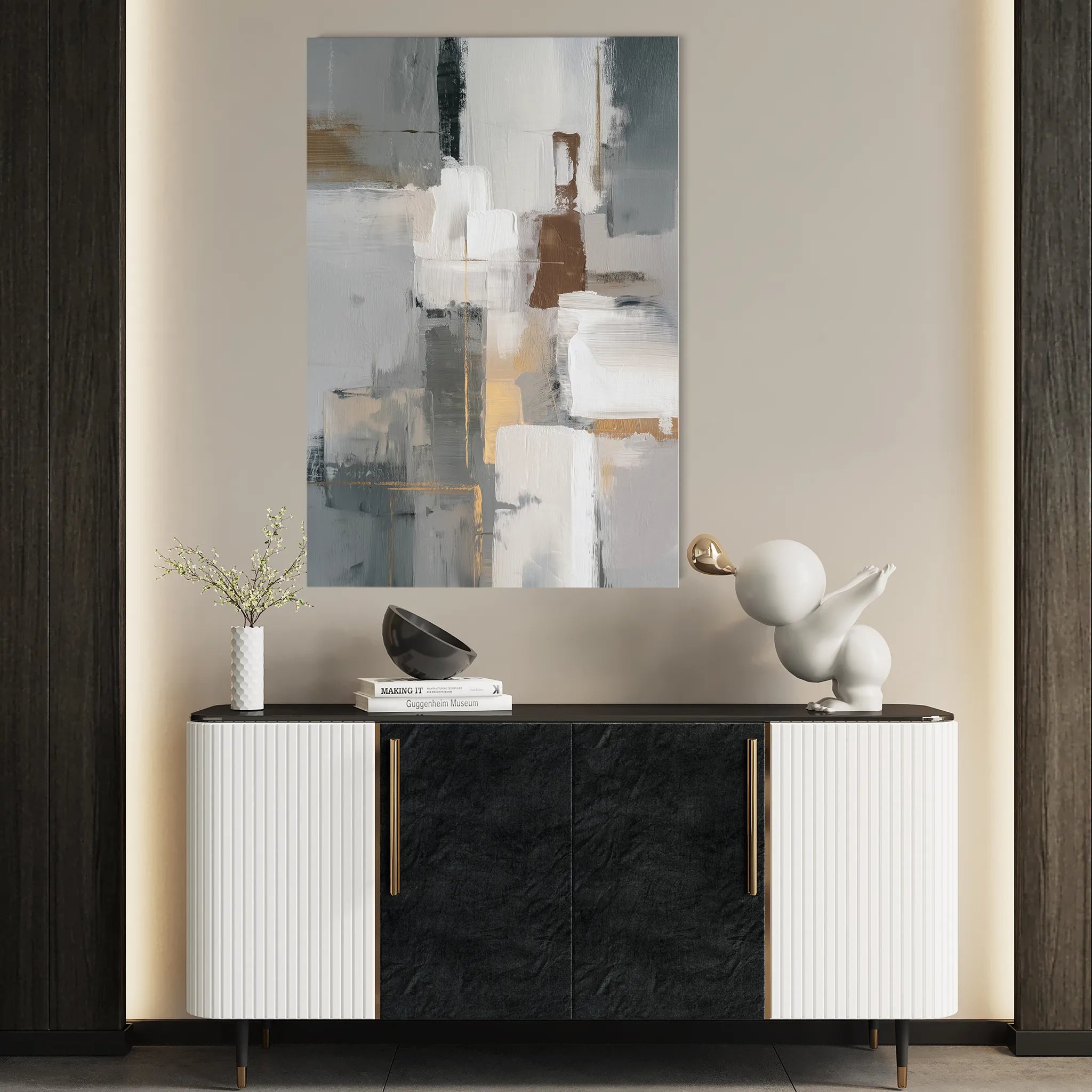 Abstract 1908 Canvas Art 18" x 24" / 45 x 60 cm / Black
