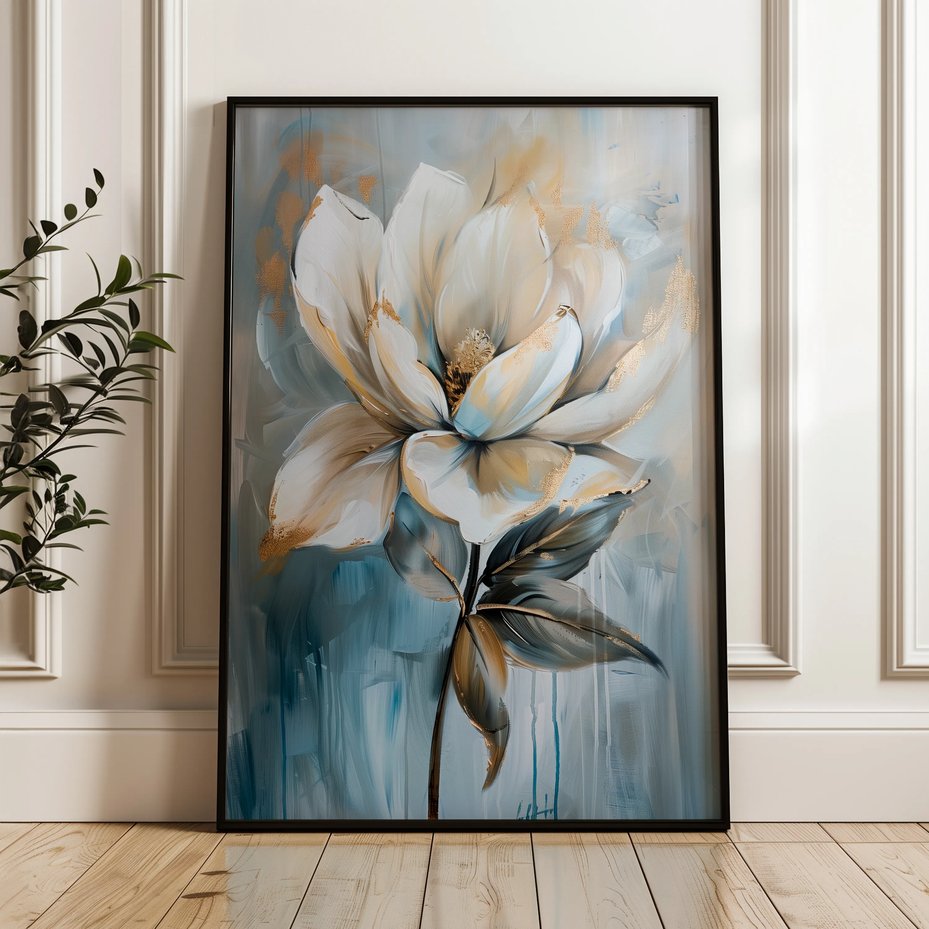 Floral 191 Canvas Art 18" x 24" / 45 x 60 cm / Black