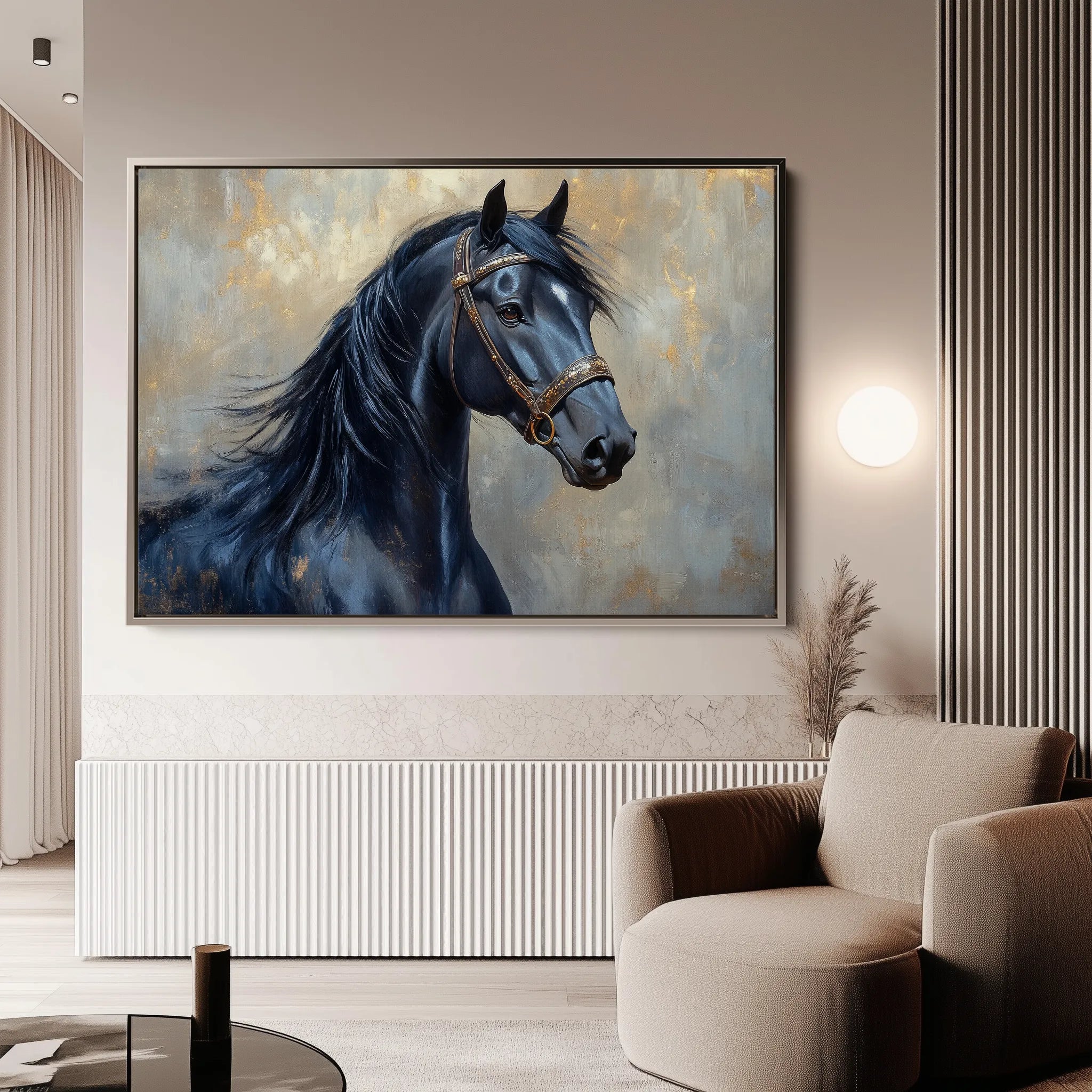 Horses 191 Canvas Art 18" x 24" / 45 x 60 cm / Black