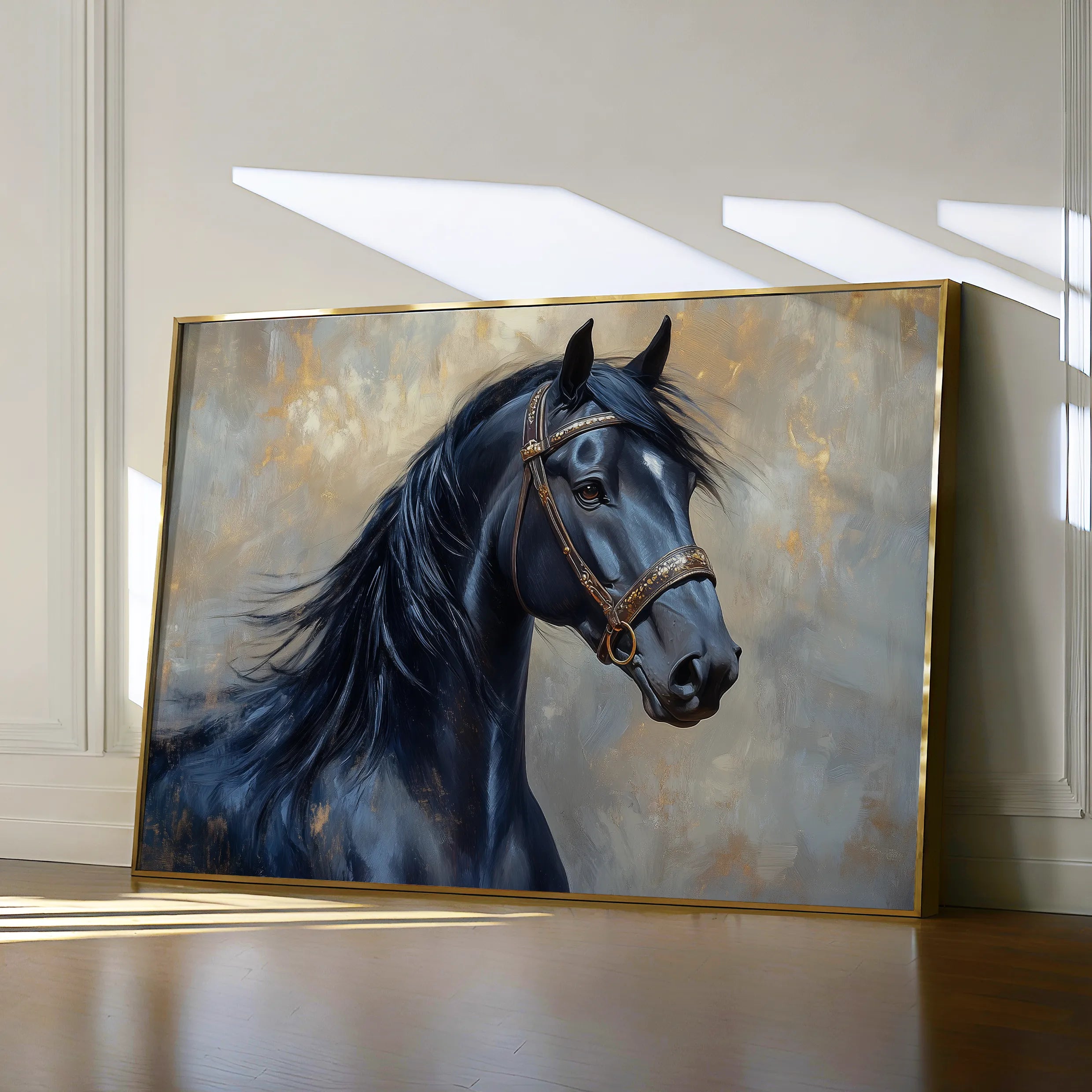 Horses 191 Canvas Art 18" x 24" / 45 x 60 cm / Black