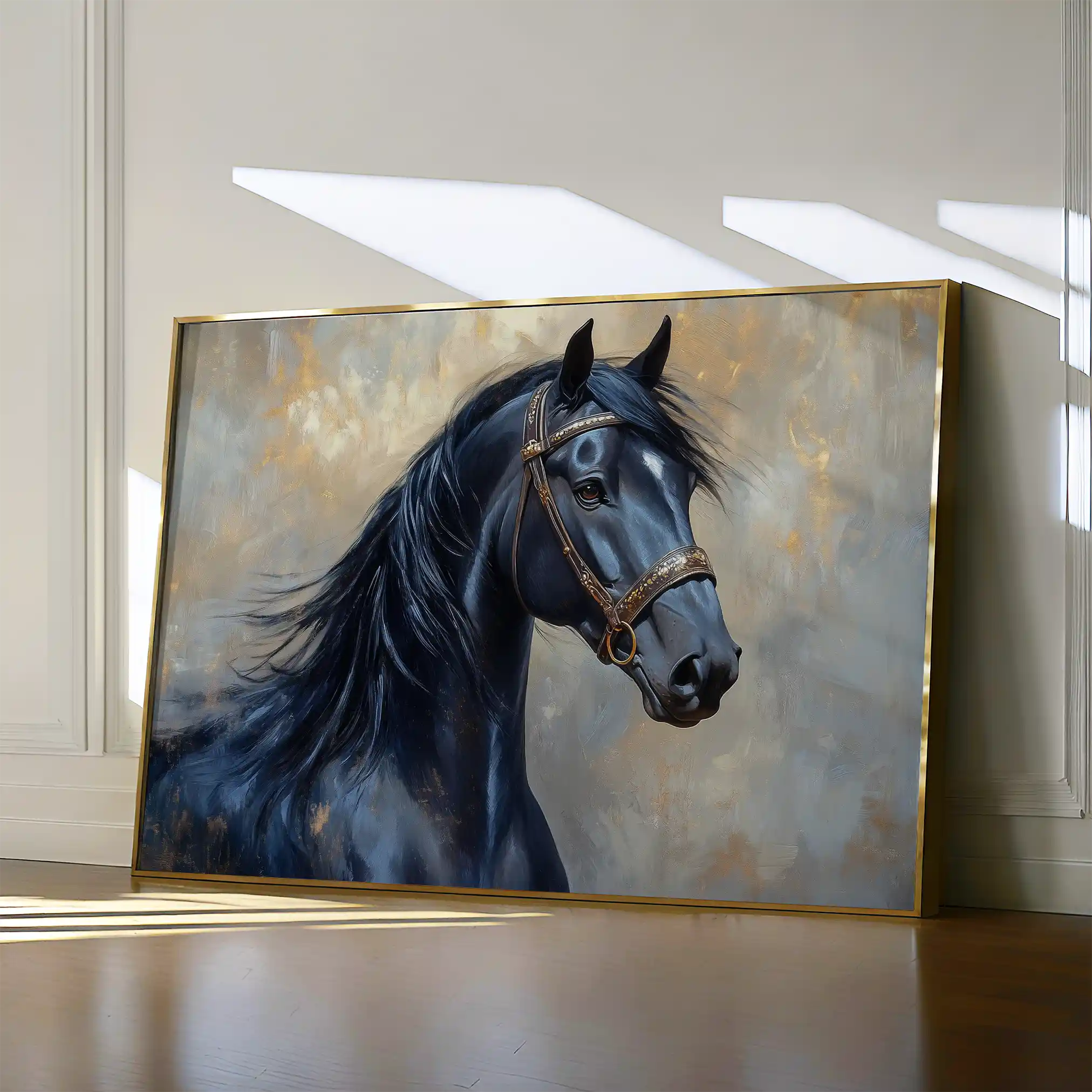 Horses 191 Canvas Art 60 x 40 cm / Black