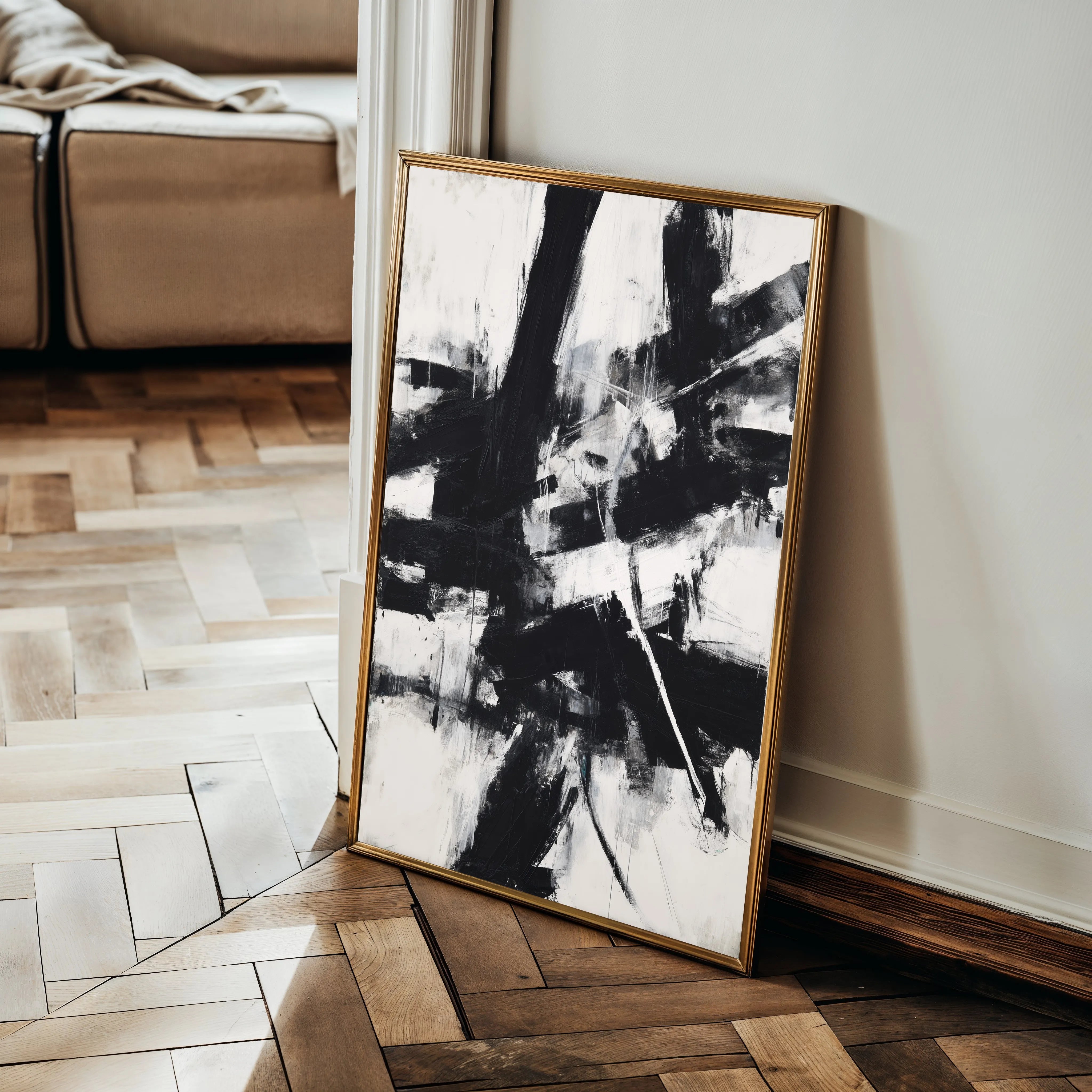 Abstract 1910 Canvas Art 18" x 24" / 45 x 60 cm / Black