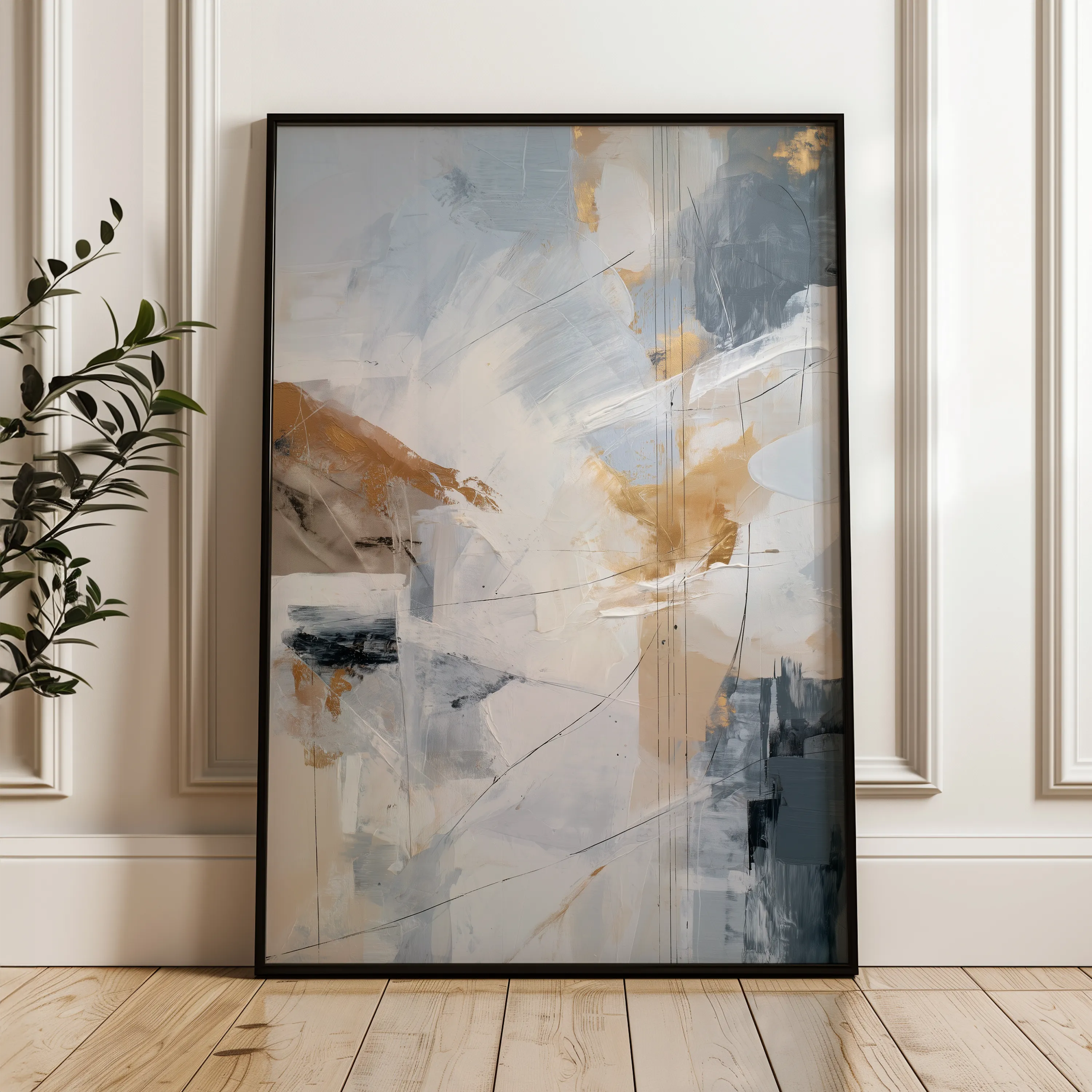 Abstract 1916 Canvas Art 18" x 24" / 45 x 60 cm / Black