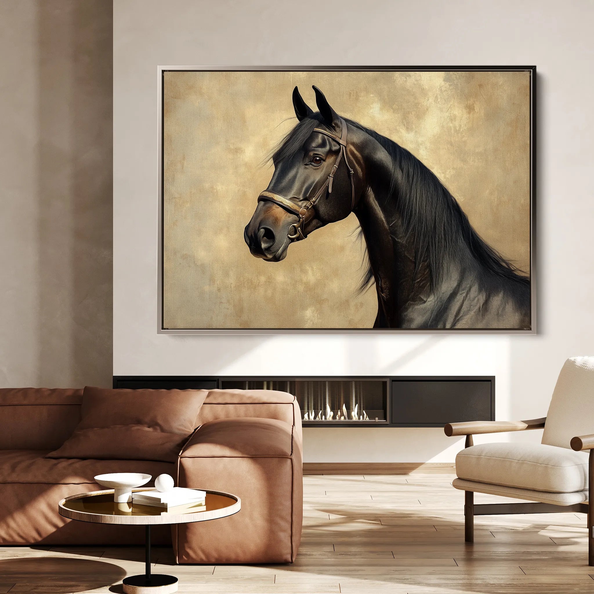 Horses 192 Canvas Art 18" x 24" / 45 x 60 cm / Black