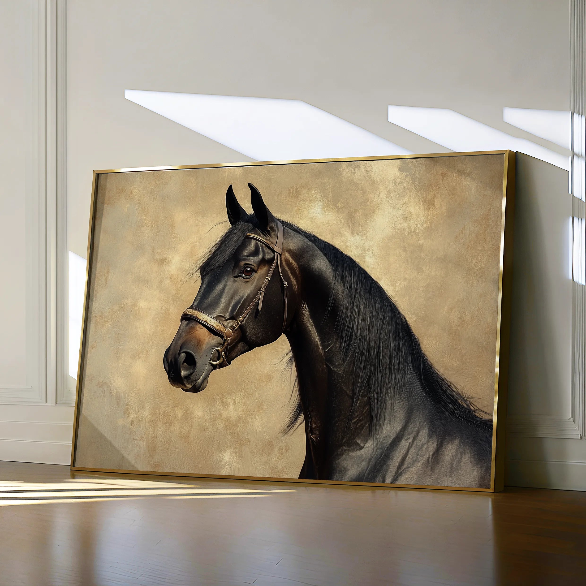 Horses 192 Canvas Art 18" x 24" / 45 x 60 cm / Black
