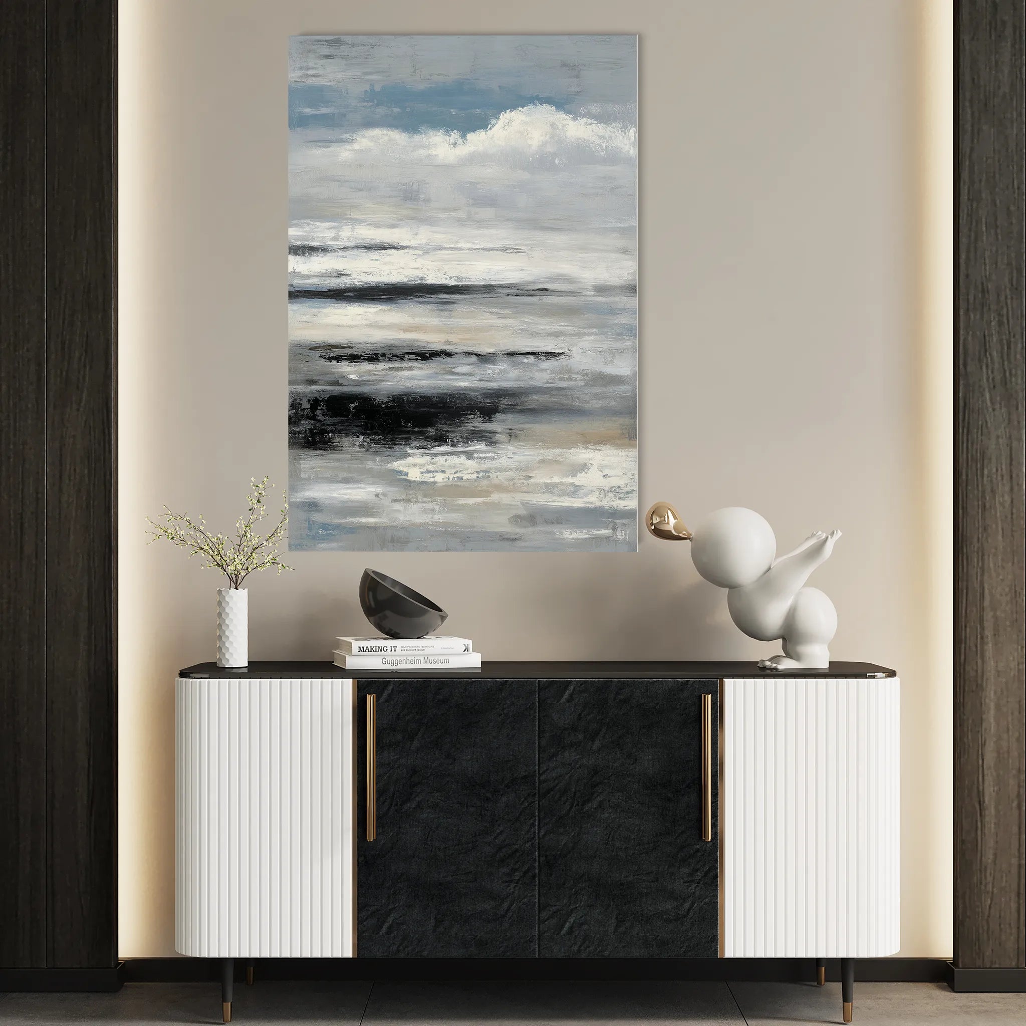 Abstract 1924 Canvas Art 18" x 24" / 45 x 60 cm / Black