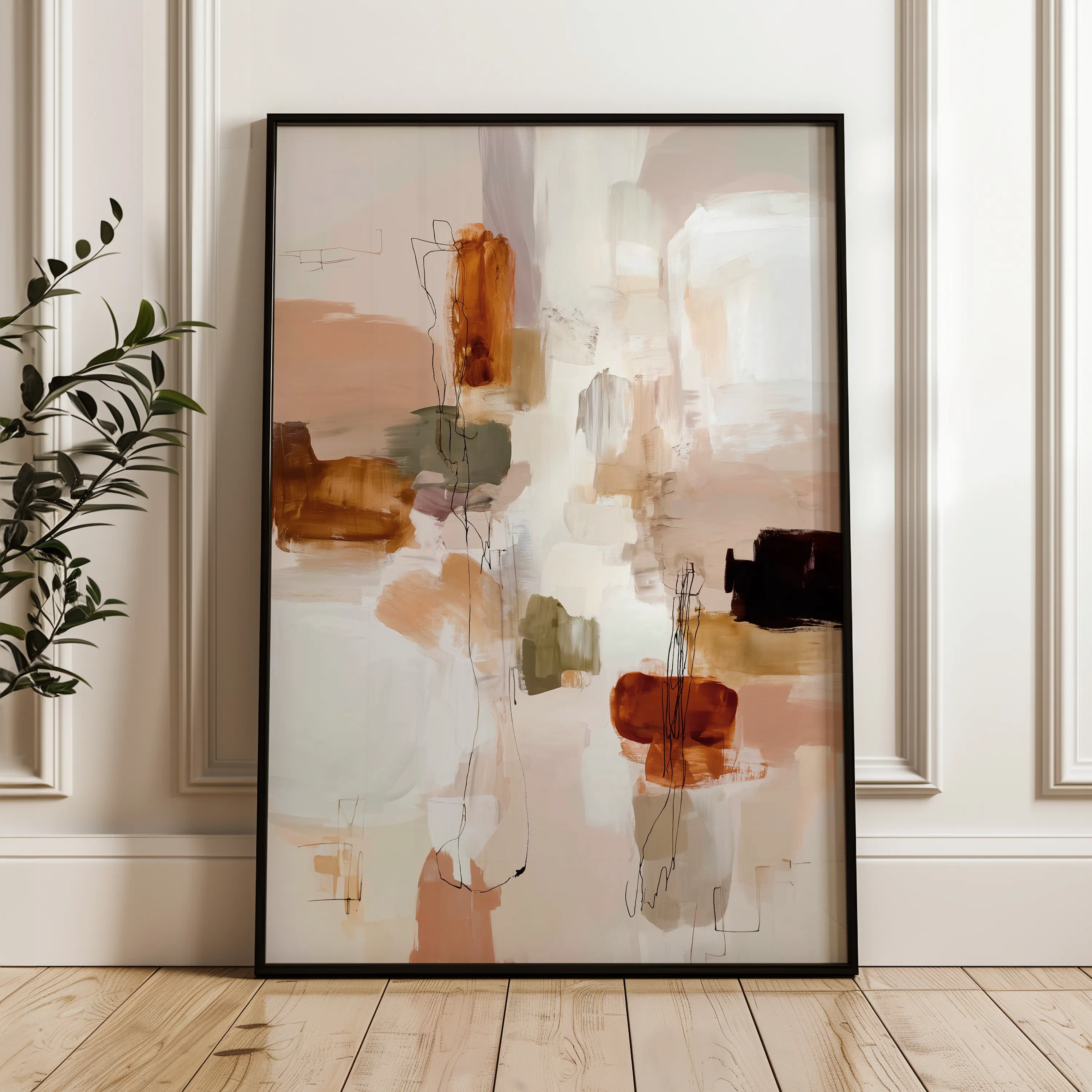 Abstract 1926 Canvas Art 18" x 24" / 45 x 60 cm / Black