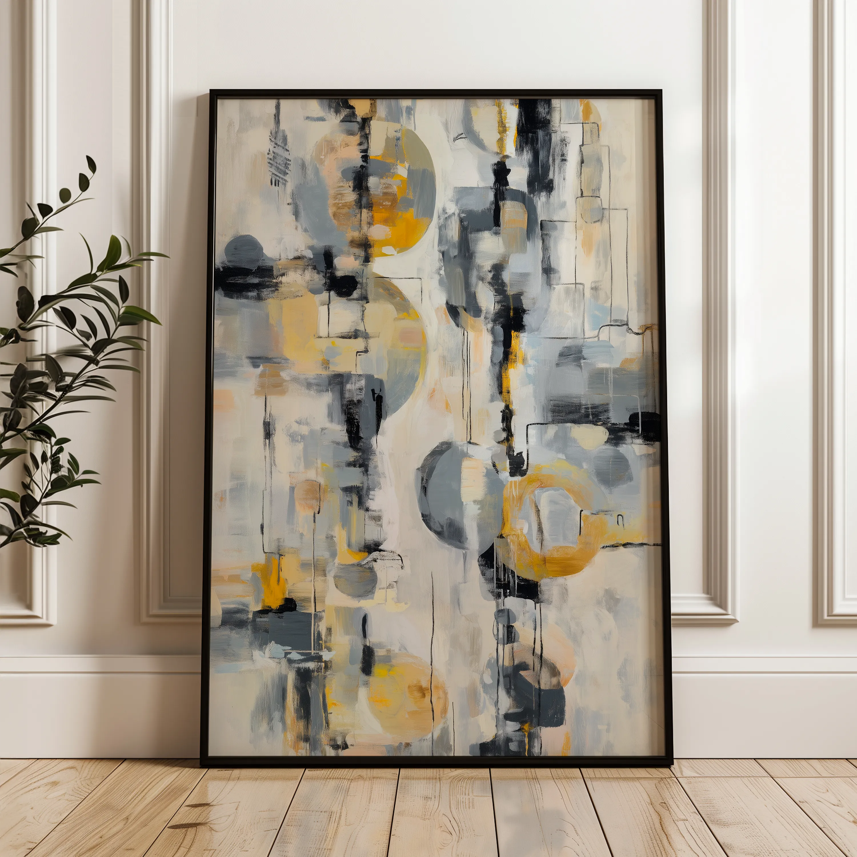 Abstract 1927 Canvas Art 18" x 24" / 45 x 60 cm / Black