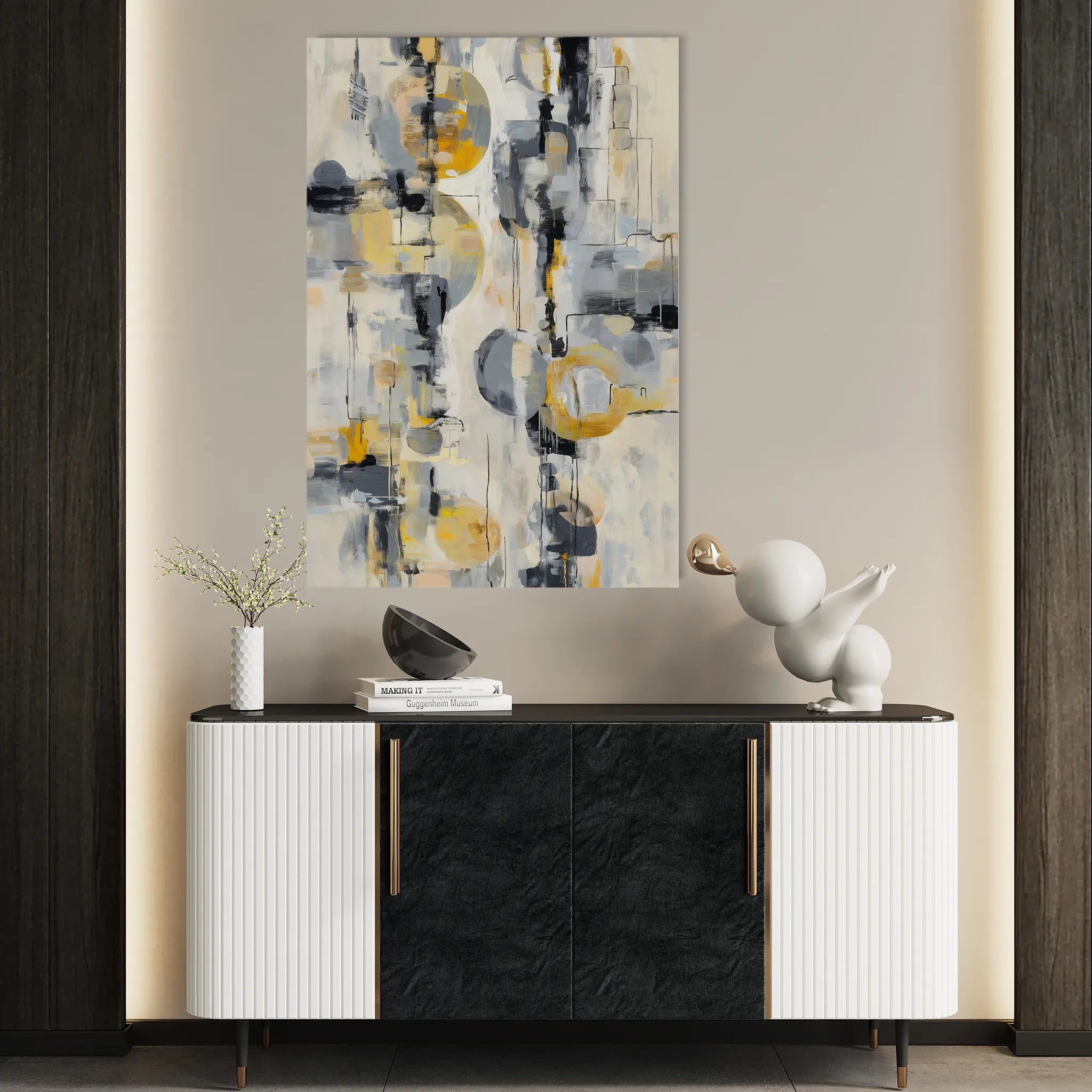 Abstract 1927 Canvas Art 18" x 24" / 45 x 60 cm / Black
