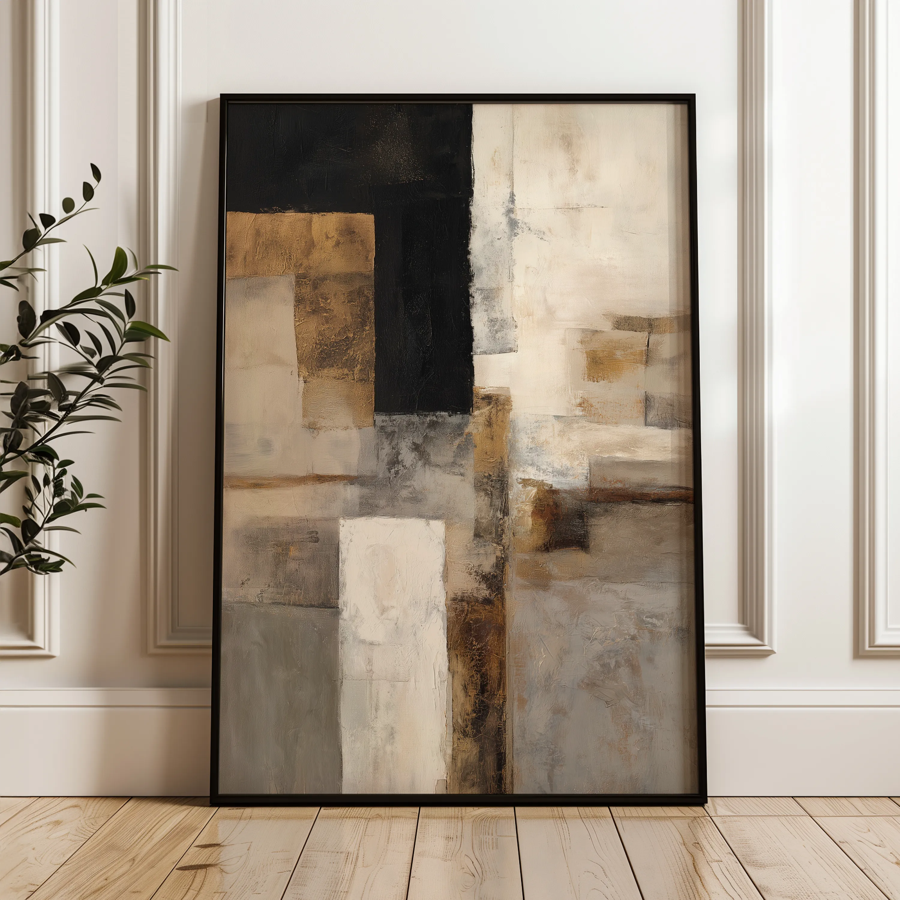 Abstract 1928 Canvas Art 18" x 24" / 45 x 60 cm / Black
