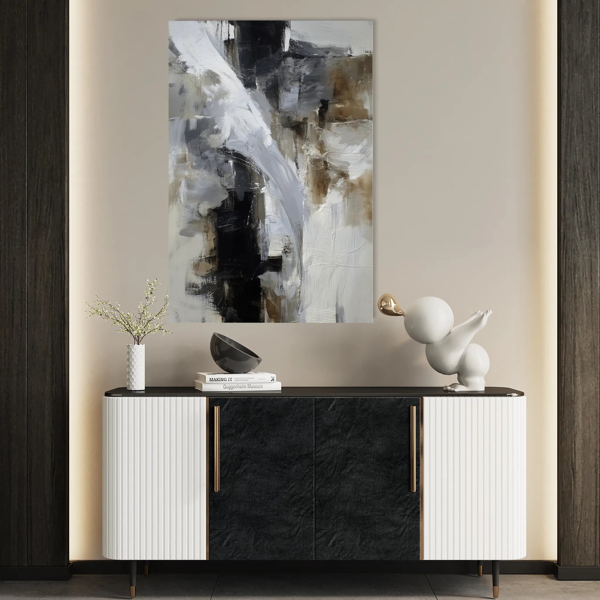 Abstract 1929 Canvas Art 18" x 24" / 45 x 60 cm / Black
