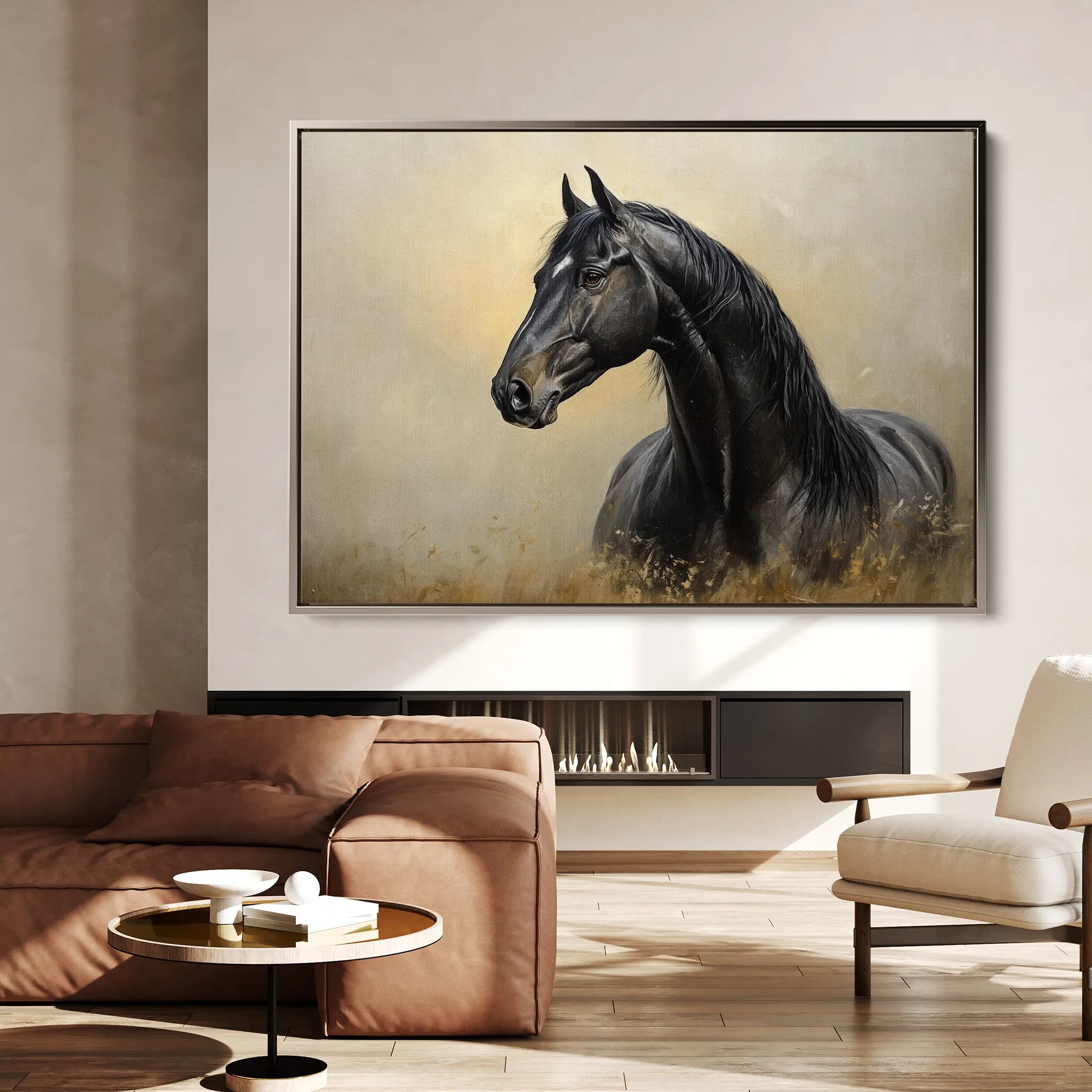 Horses 193 Canvas Art 18" x 24" / 45 x 60 cm / Black
