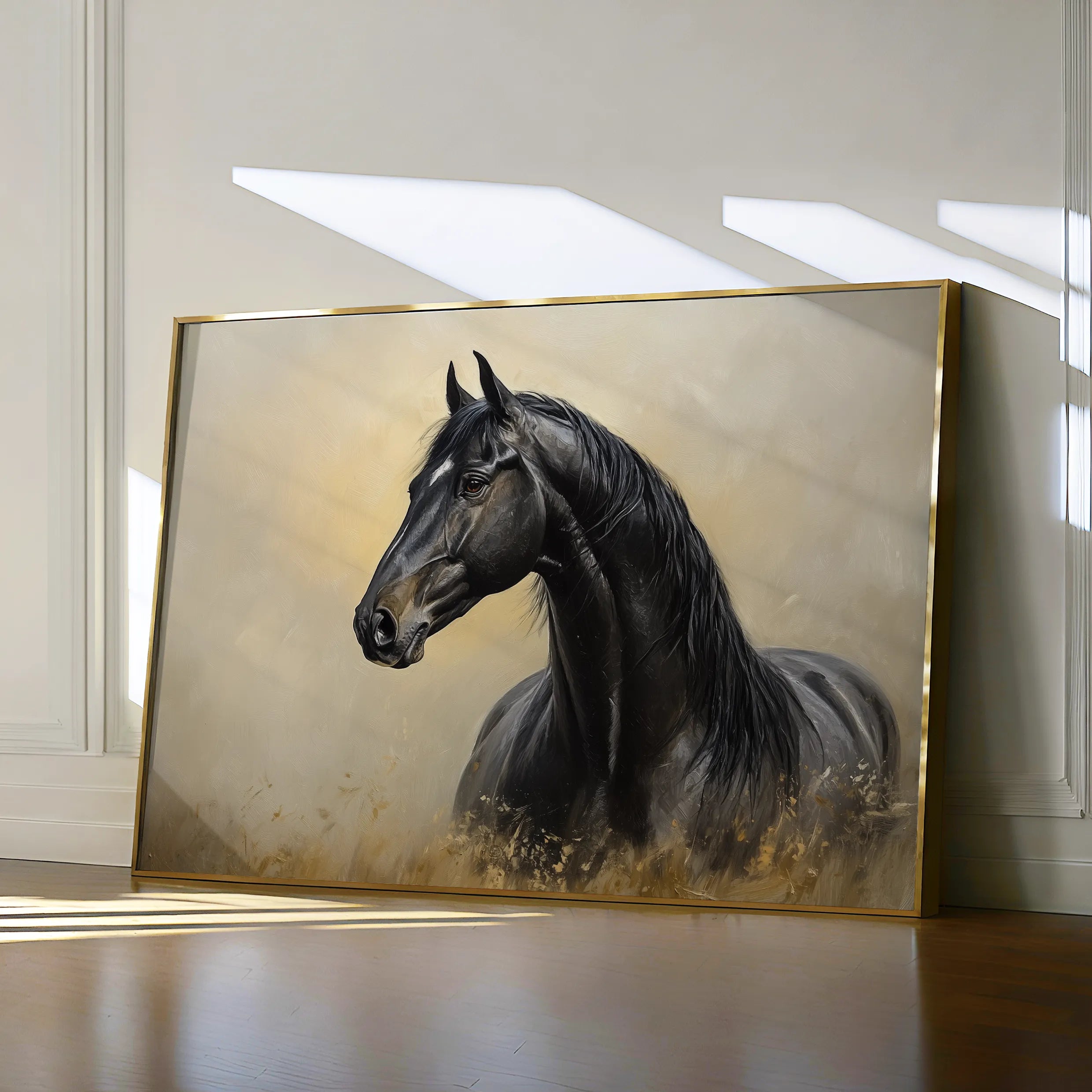 Horses 193 Canvas Art 18" x 24" / 45 x 60 cm / Black