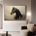 Horses 193 Canvas Art 18" x 24" / 45 x 60 cm / Black