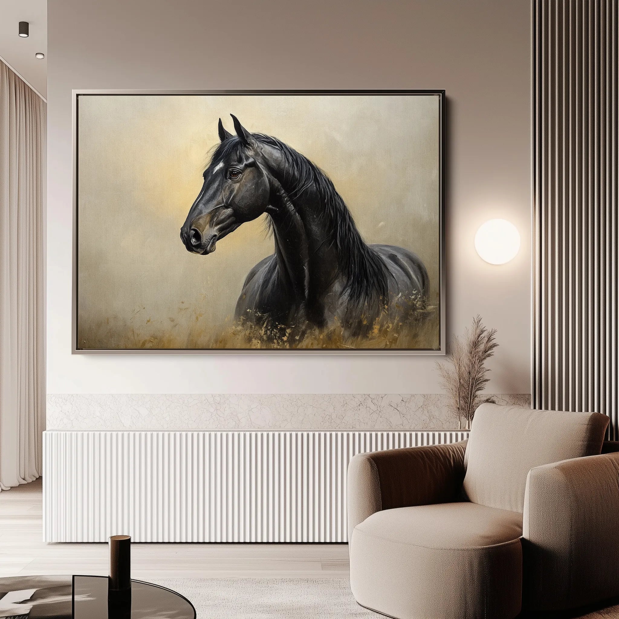 Horses 193 Canvas Art 18" x 24" / 45 x 60 cm / Black