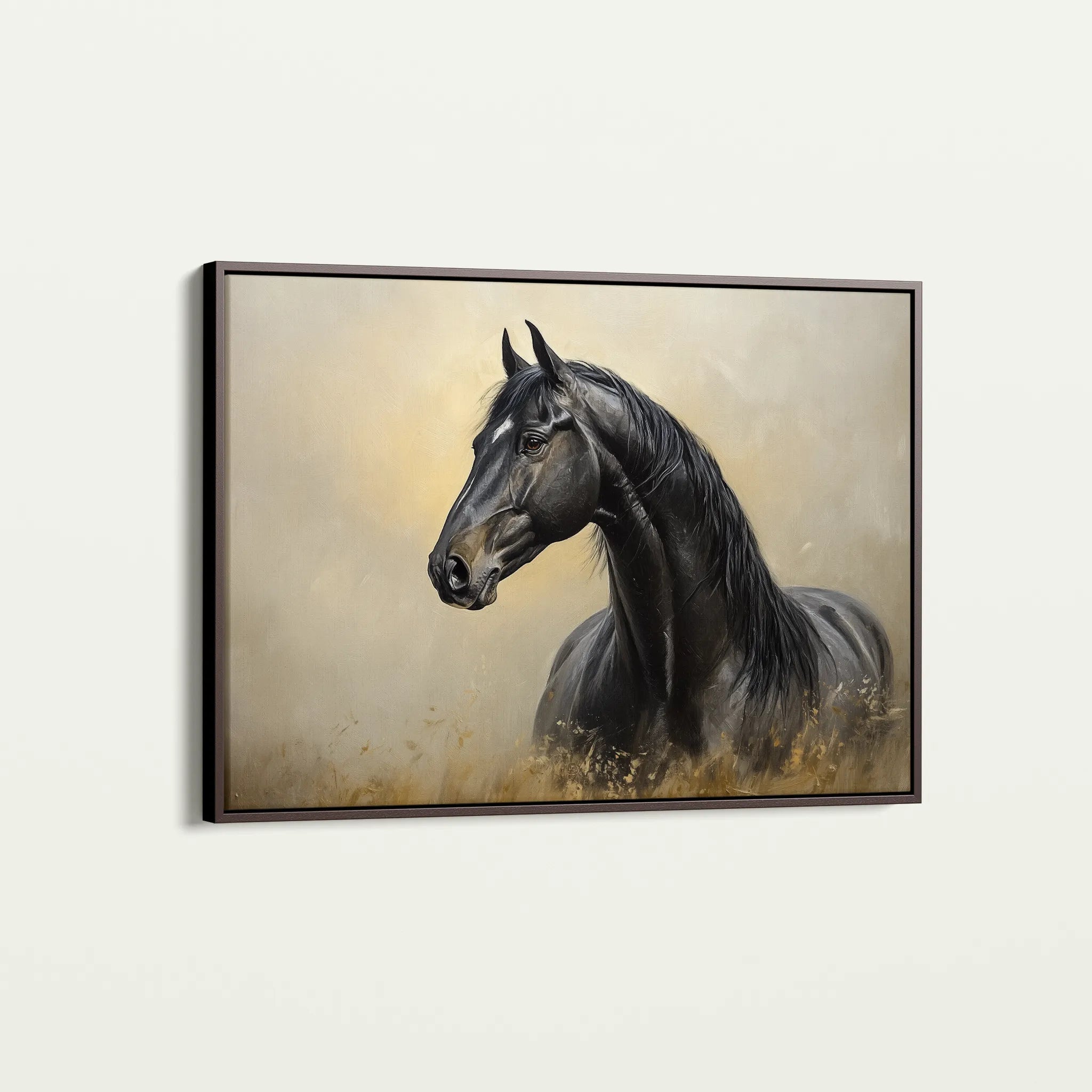 Horses 193 Canvas Art 18" x 24" / 45 x 60 cm / Black