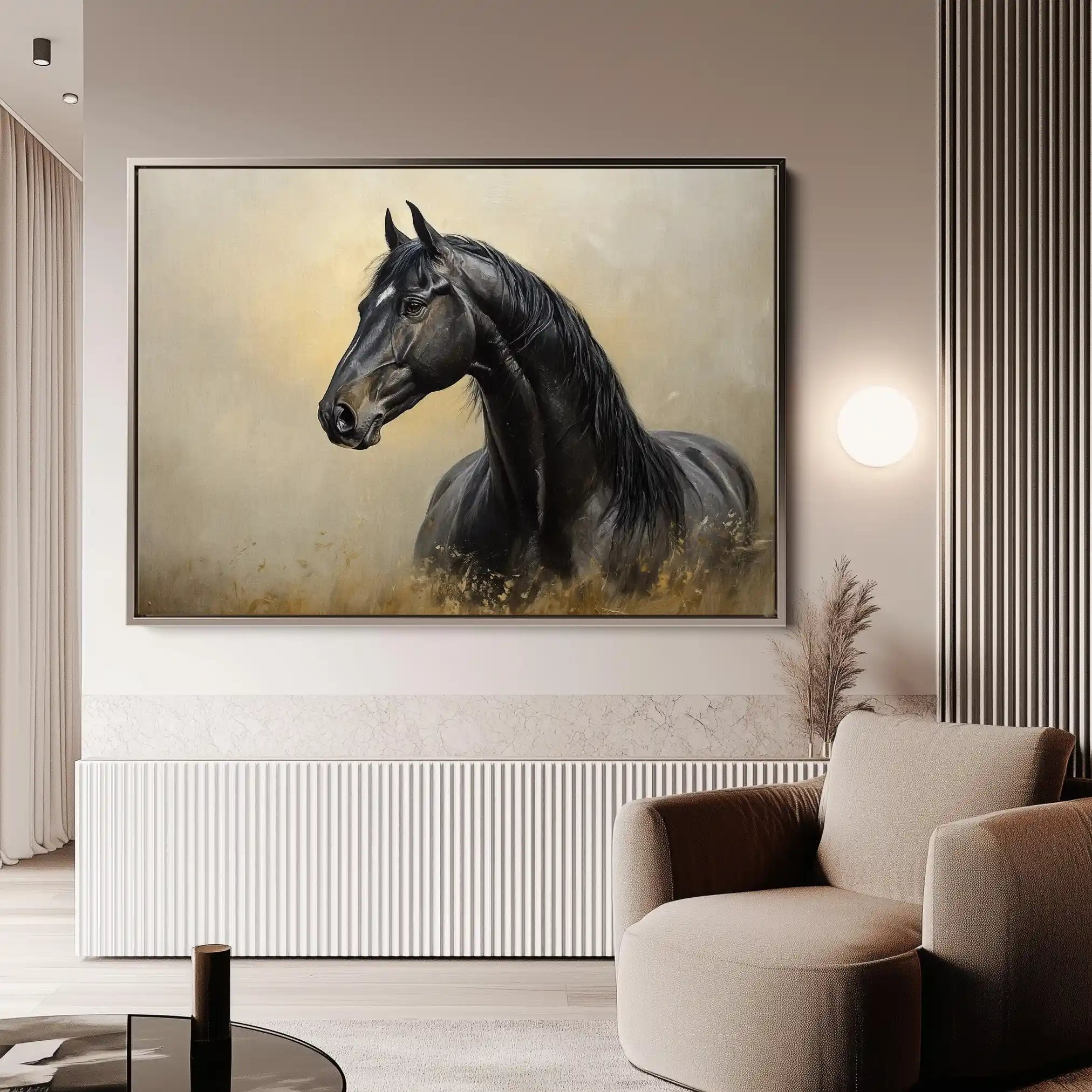 Horses 193 Canvas Art 60 x 40 cm / Black