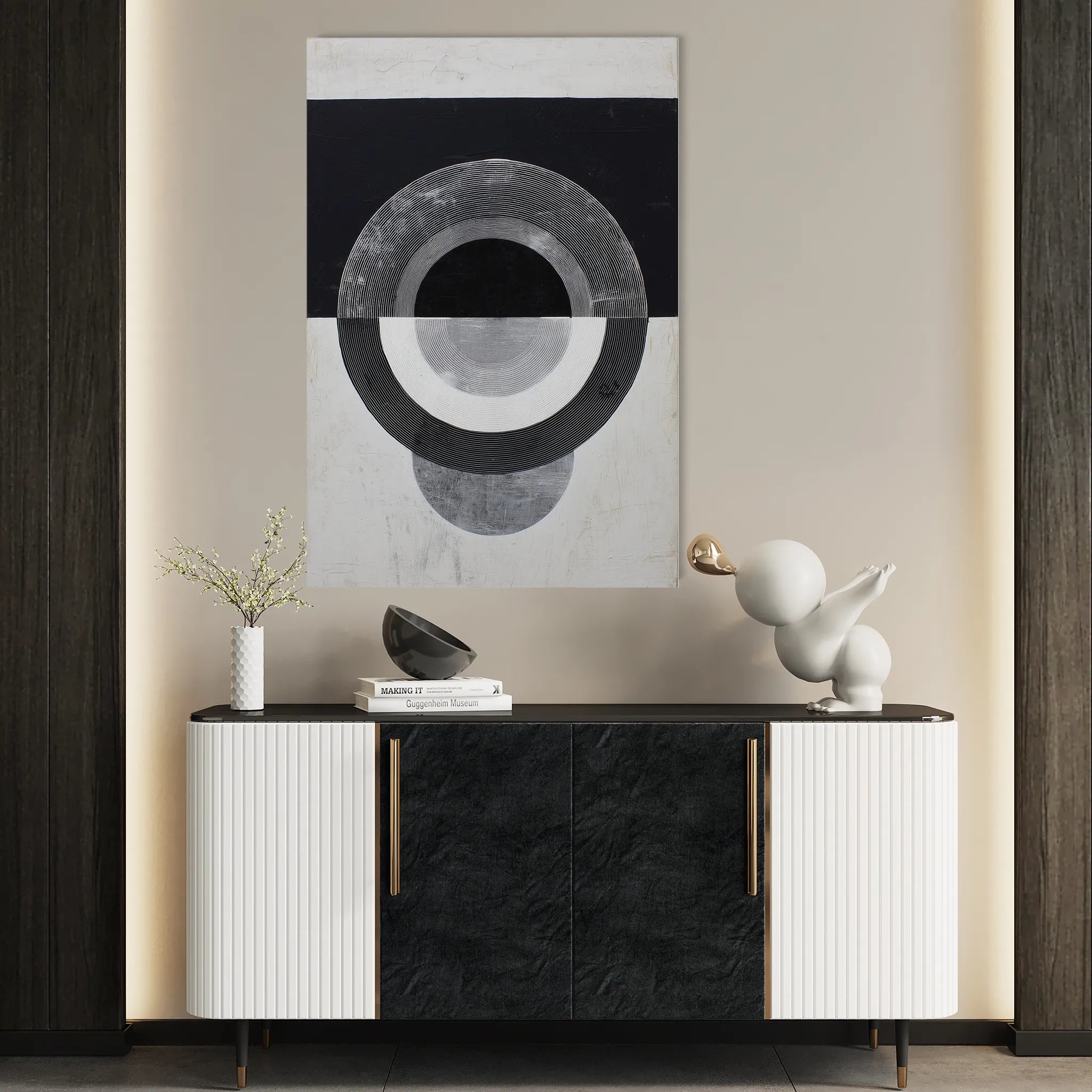 Abstract 1931 Canvas Art 18" x 24" / 45 x 60 cm / Black