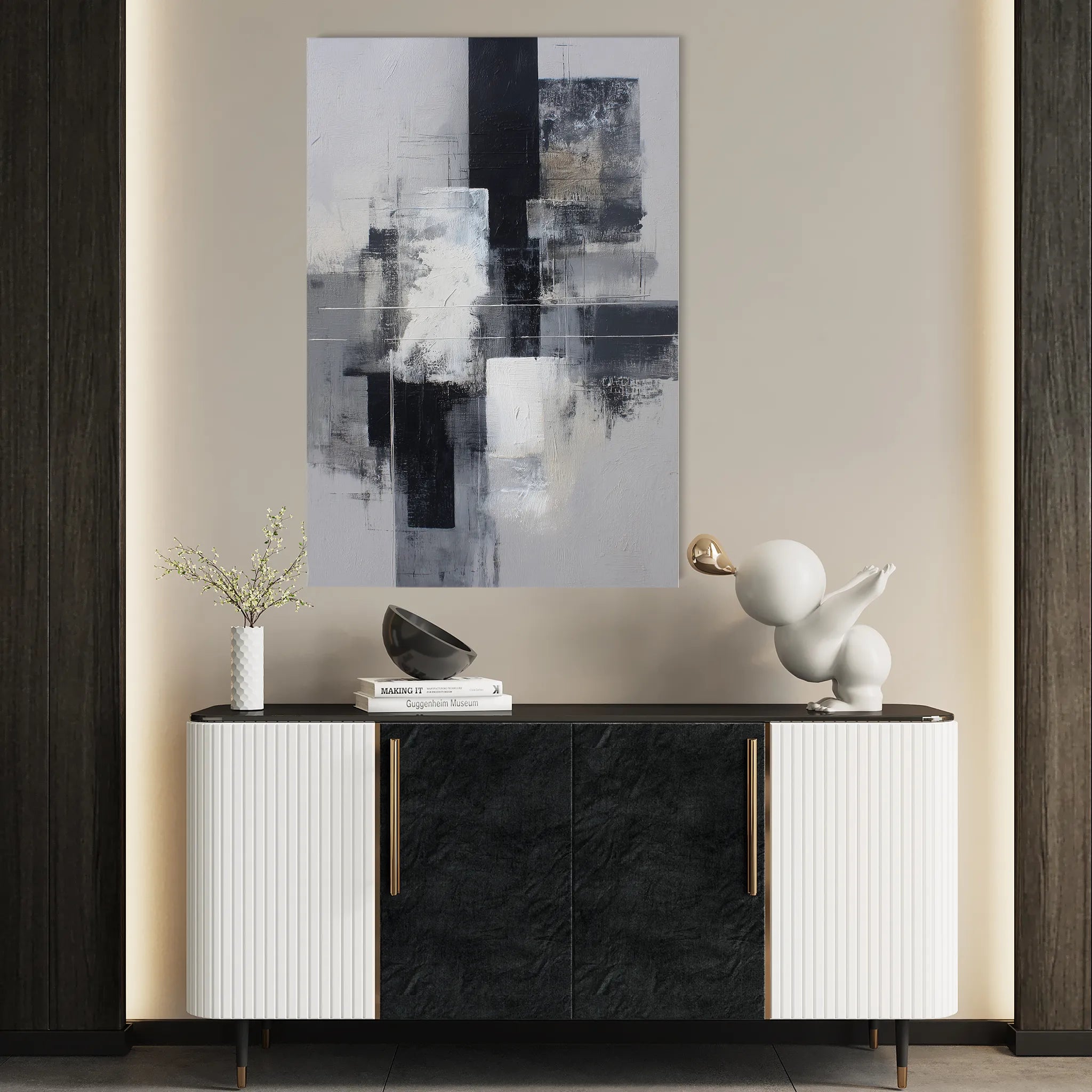 Abstract 1932 Canvas Art 18" x 24" / 45 x 60 cm / Black