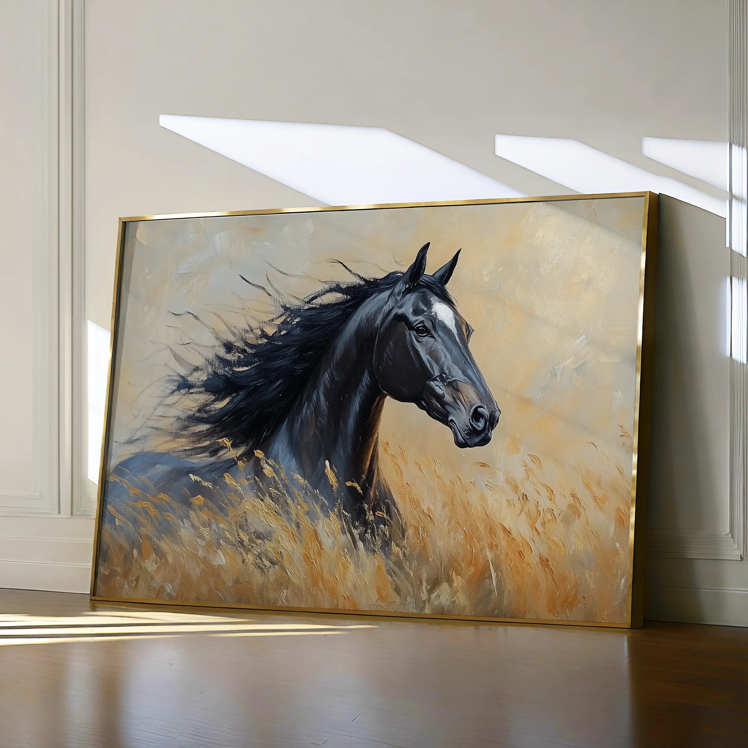 Horses 194 Canvas Art 18" x 24" / 45 x 60 cm / Black