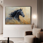 Horses 194 Canvas Art 18" x 24" / 45 x 60 cm / Black