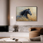 Horses 194 Canvas Art 18" x 24" / 45 x 60 cm / Black