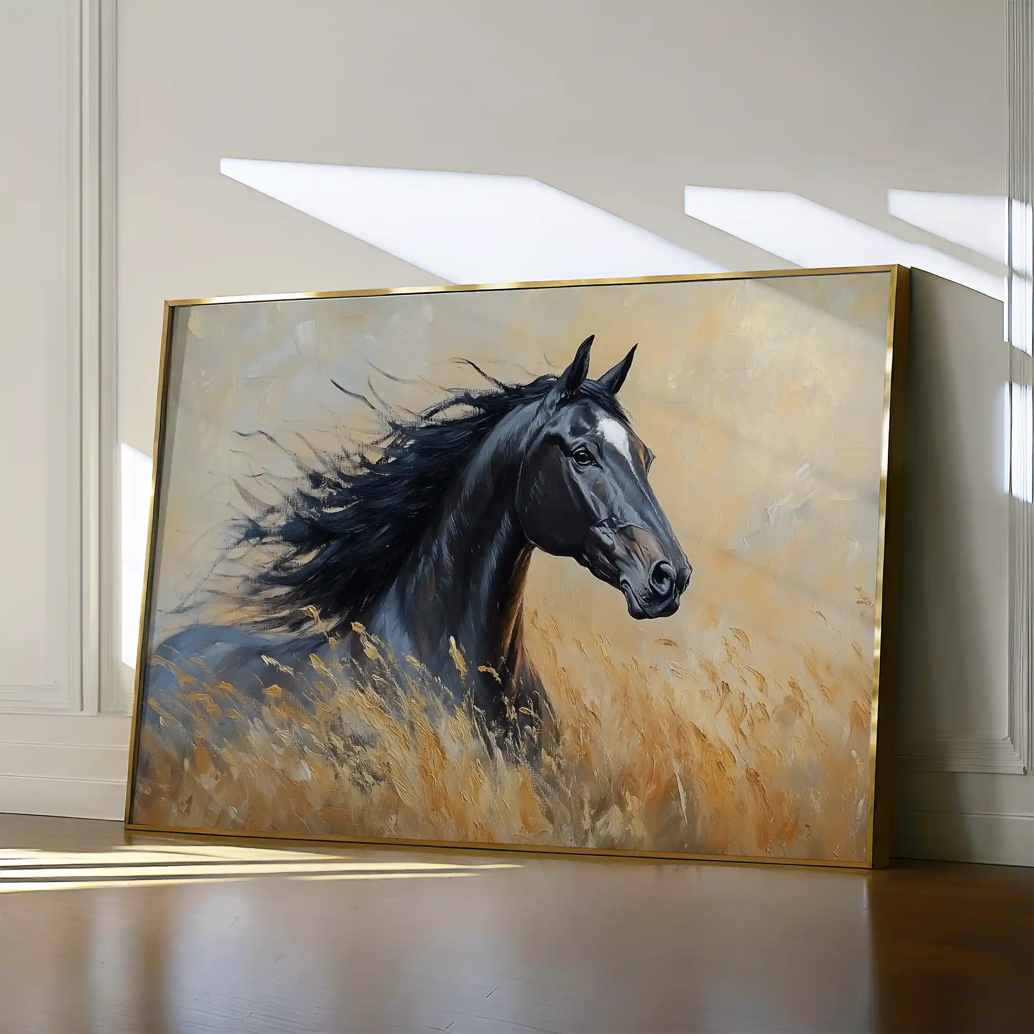 Horses 194 Canvas Art 60 x 40 cm / Black