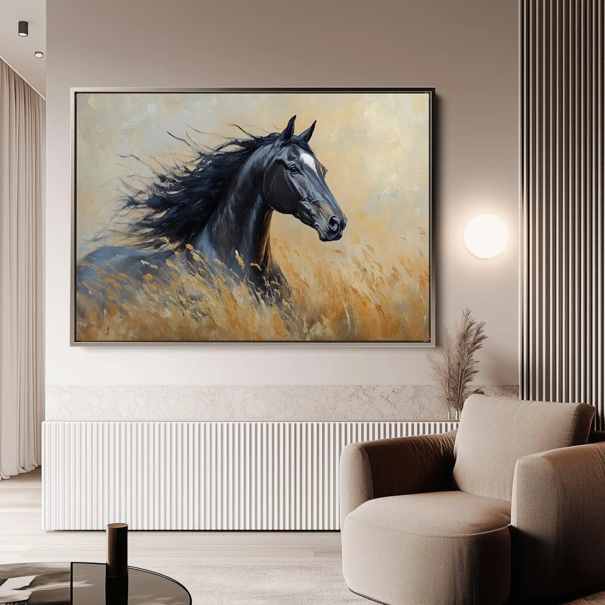 Horses 194 Canvas Art 60 x 40 cm / Black