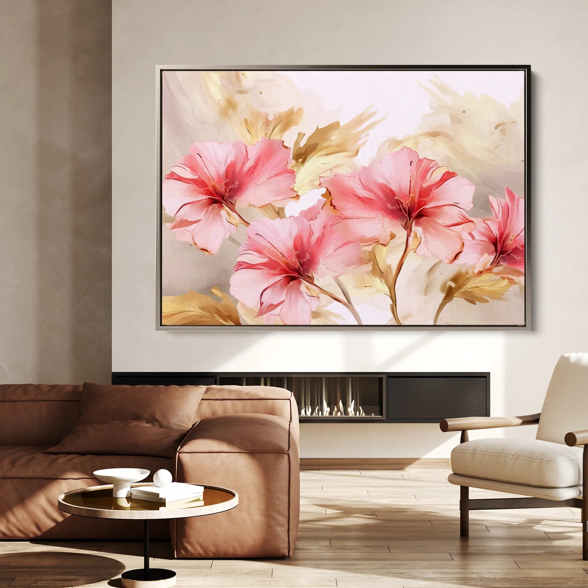 Floral 195 Canvas Art 18" x 24" / 45 x 60 cm / Black