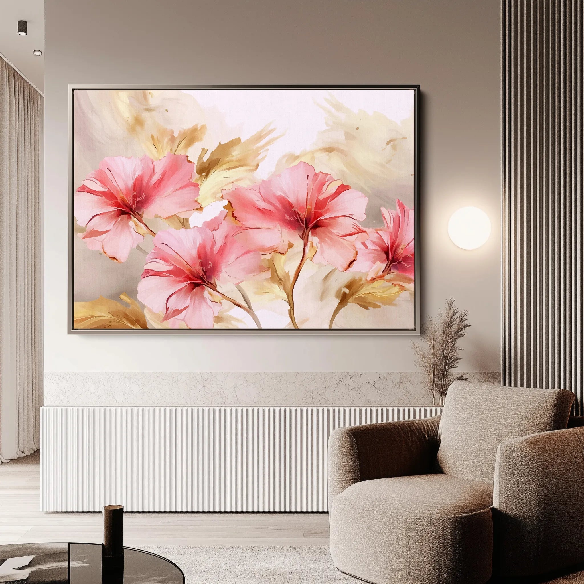 Floral 195 Canvas Art 18" x 24" / 45 x 60 cm / Black