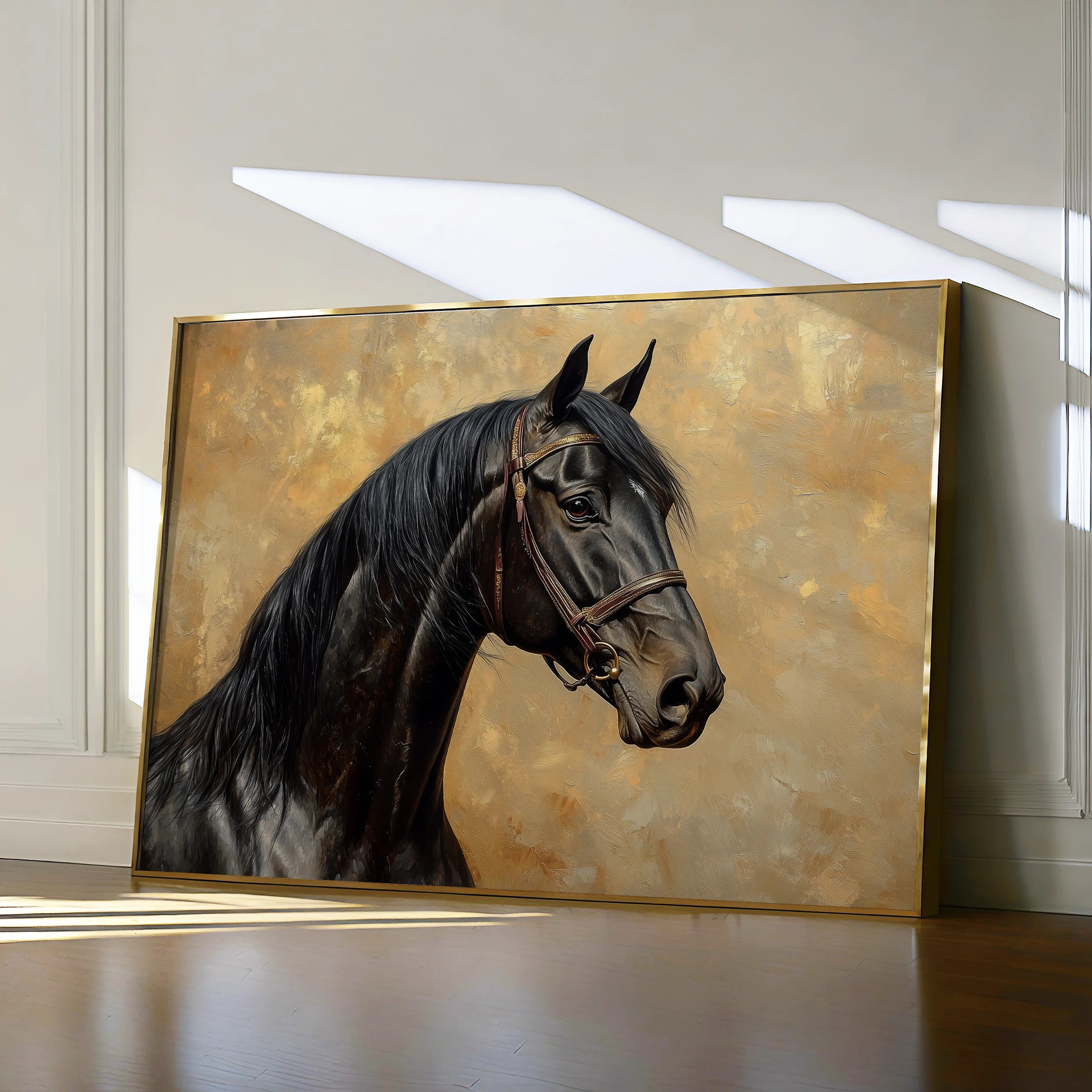 Horses 195 Canvas Art 18" x 24" / 45 x 60 cm / Black