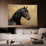 Horses 195 Canvas Art 18" x 24" / 45 x 60 cm / Black
