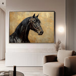 Horses 195 Canvas Art 18" x 24" / 45 x 60 cm / Black
