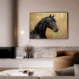 Horses 195 Canvas Art 18" x 24" / 45 x 60 cm / Black