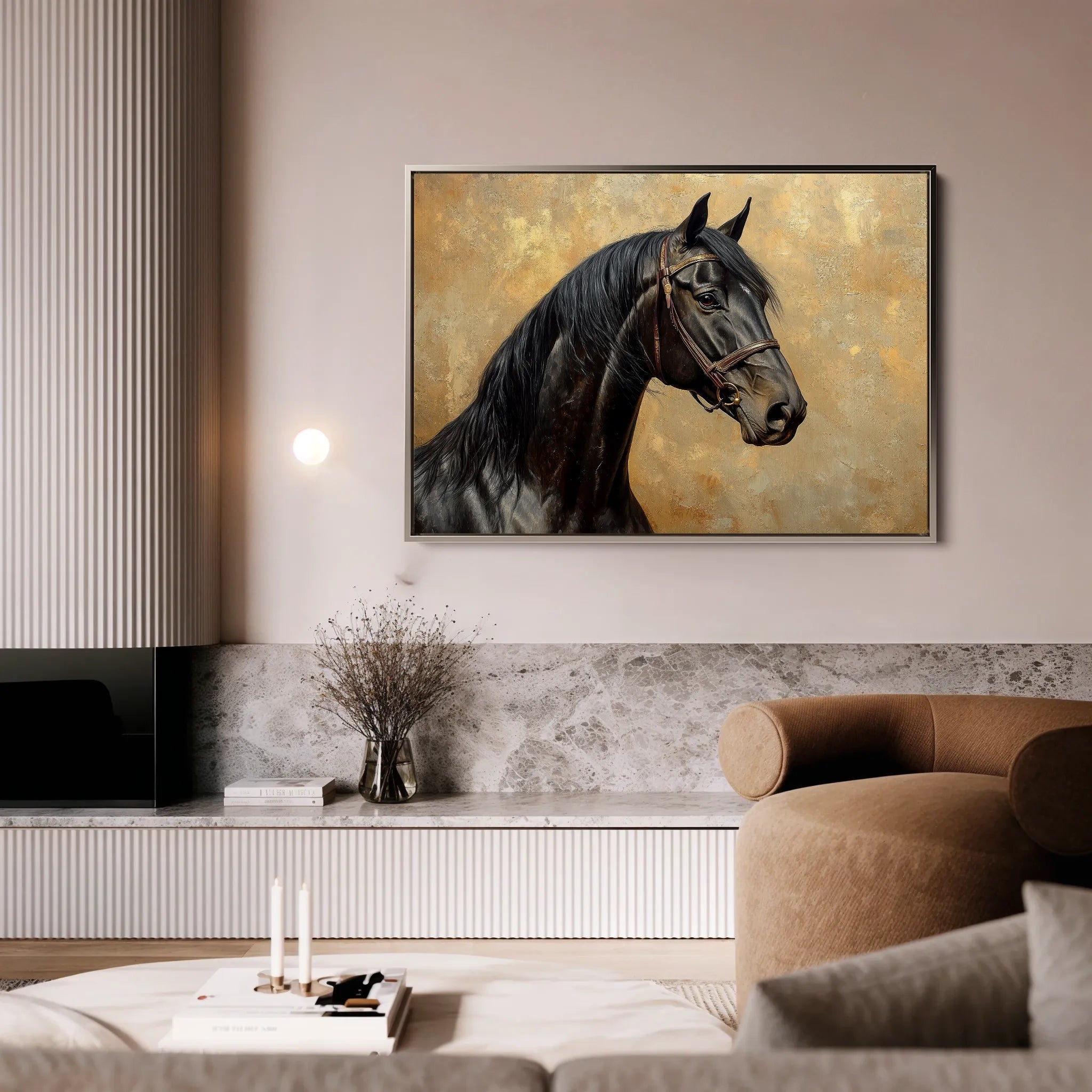 Horses 195 Canvas Art 18" x 24" / 45 x 60 cm / Black
