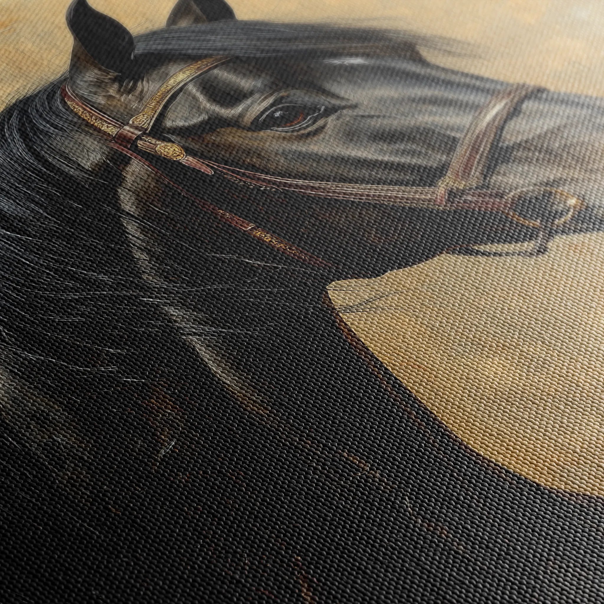 Horses 195 Canvas Art 18" x 24" / 45 x 60 cm / Black