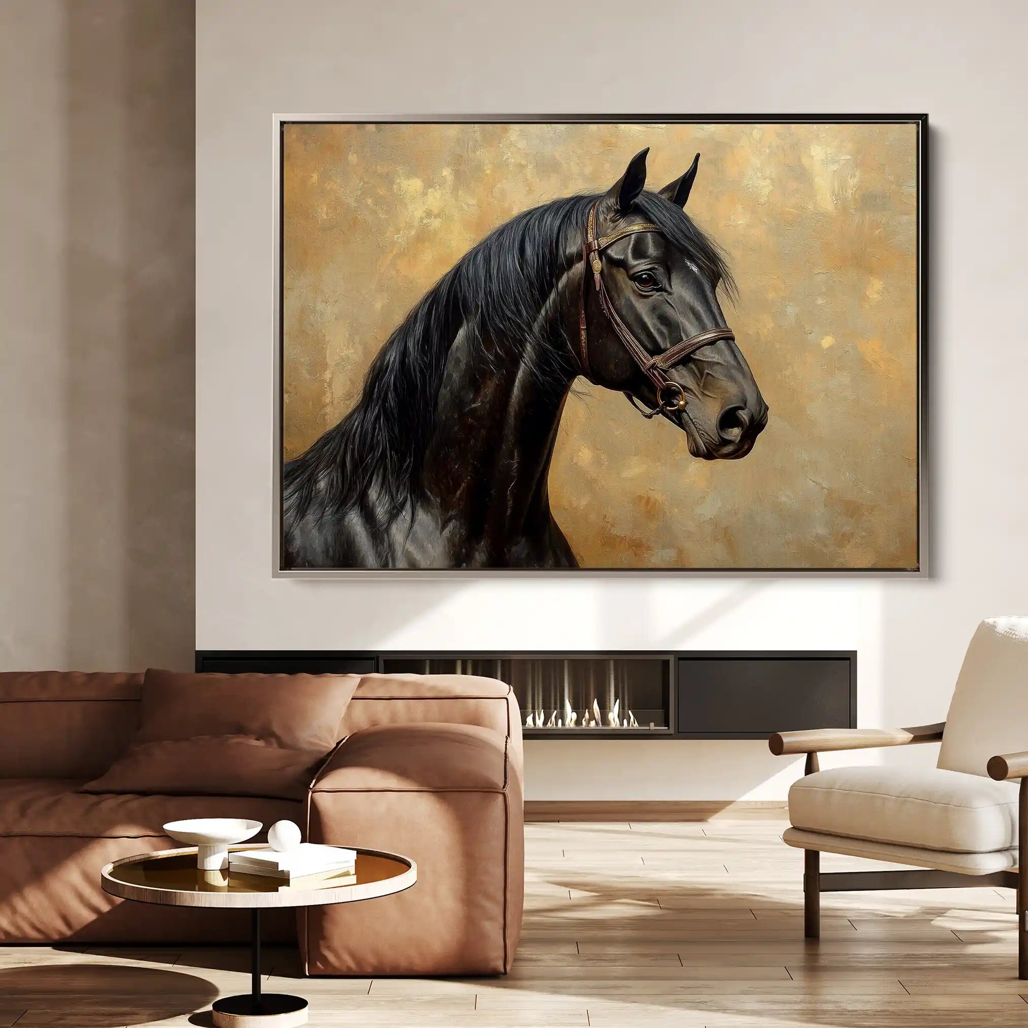 Horses 195 Canvas Art 60 x 40 cm / Black